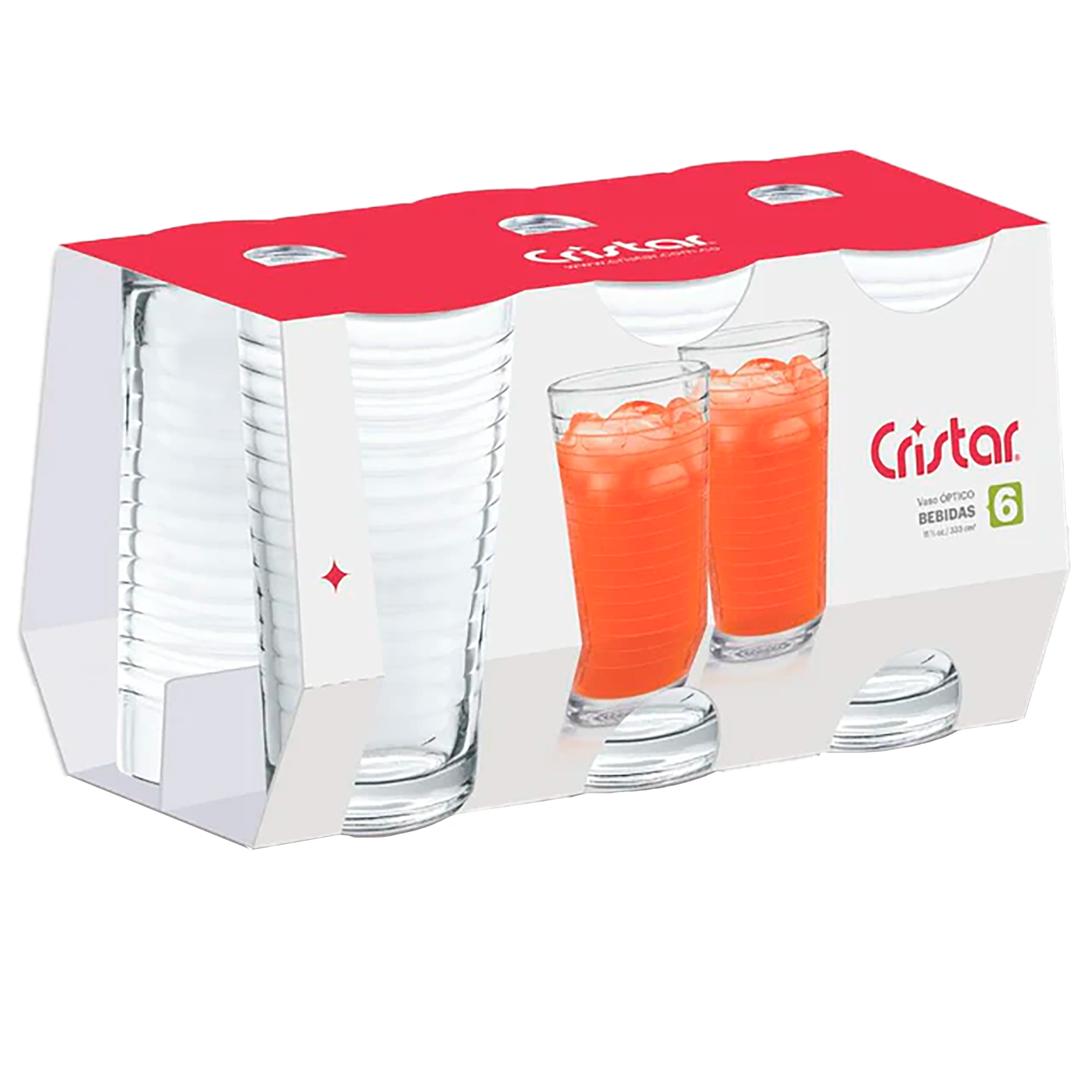 VASO OPTICO JUEGO X6 7oz CRISTAR