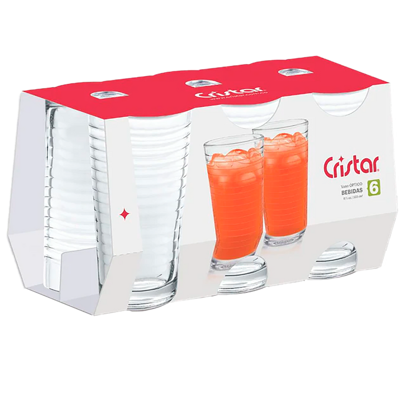 VASO OPTICO JUEGO X6 7oz CRISTAR