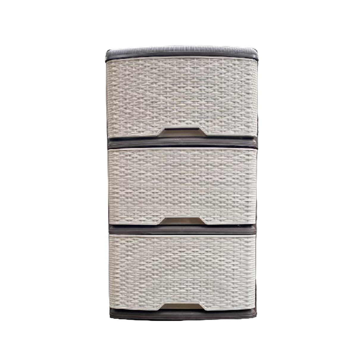 MUEBLE ORGANIZADOR RATTAN X3 WENGUE-GRIS