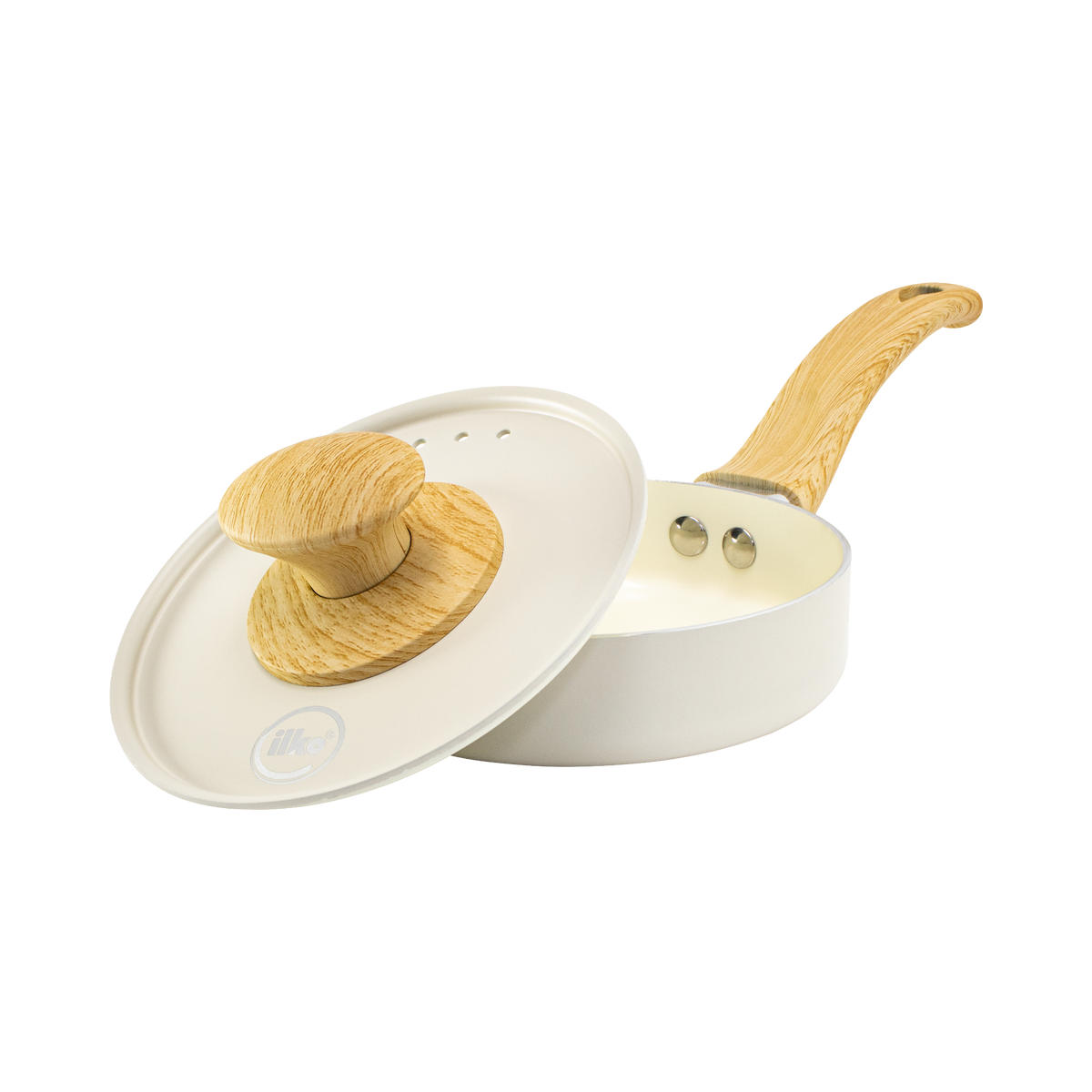 CACEROLA ILKO ANTIADHERENTE CERAMICO BLANCO 14 CM CON TAPA