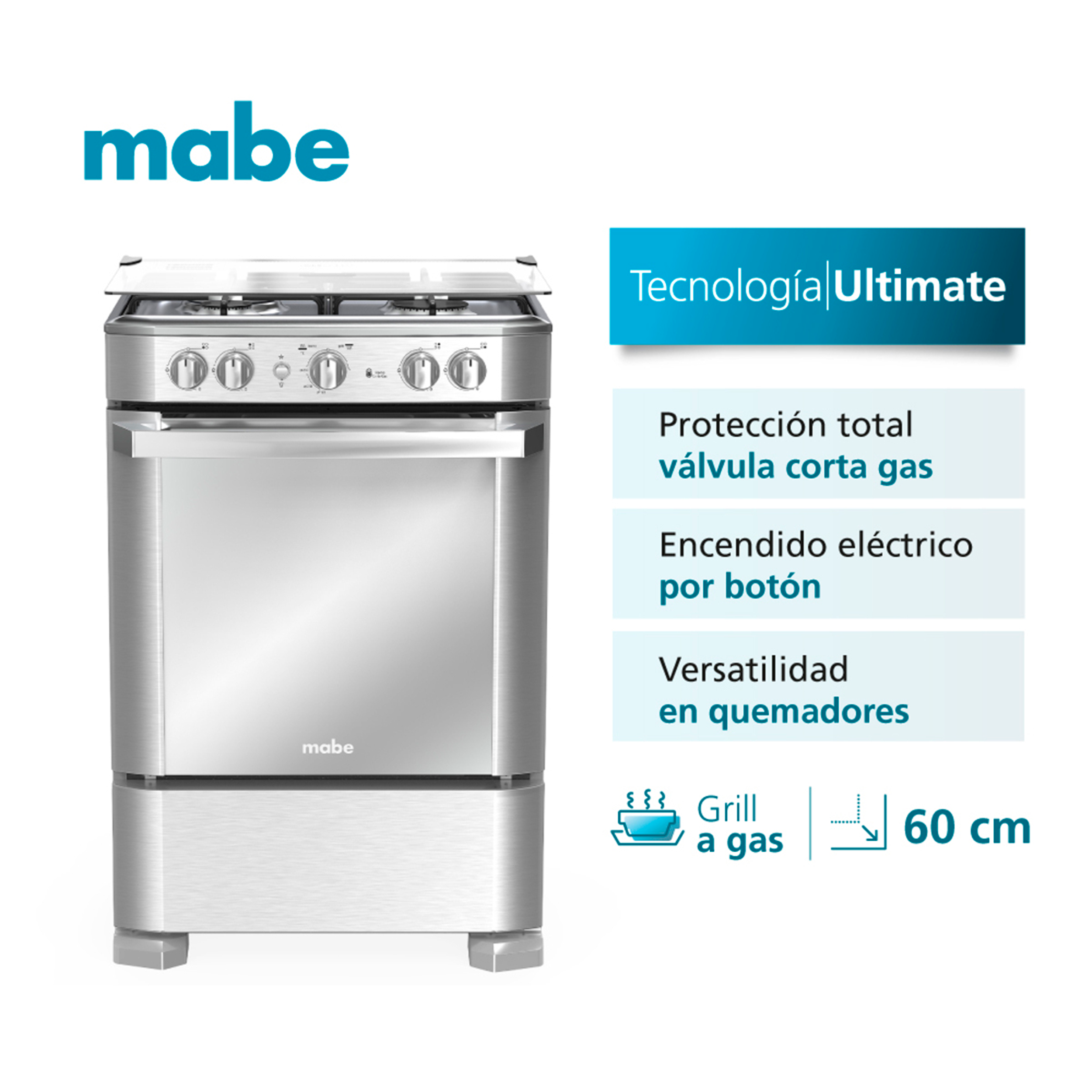 COCINA DE GAS 52 CM INOXIDABLE