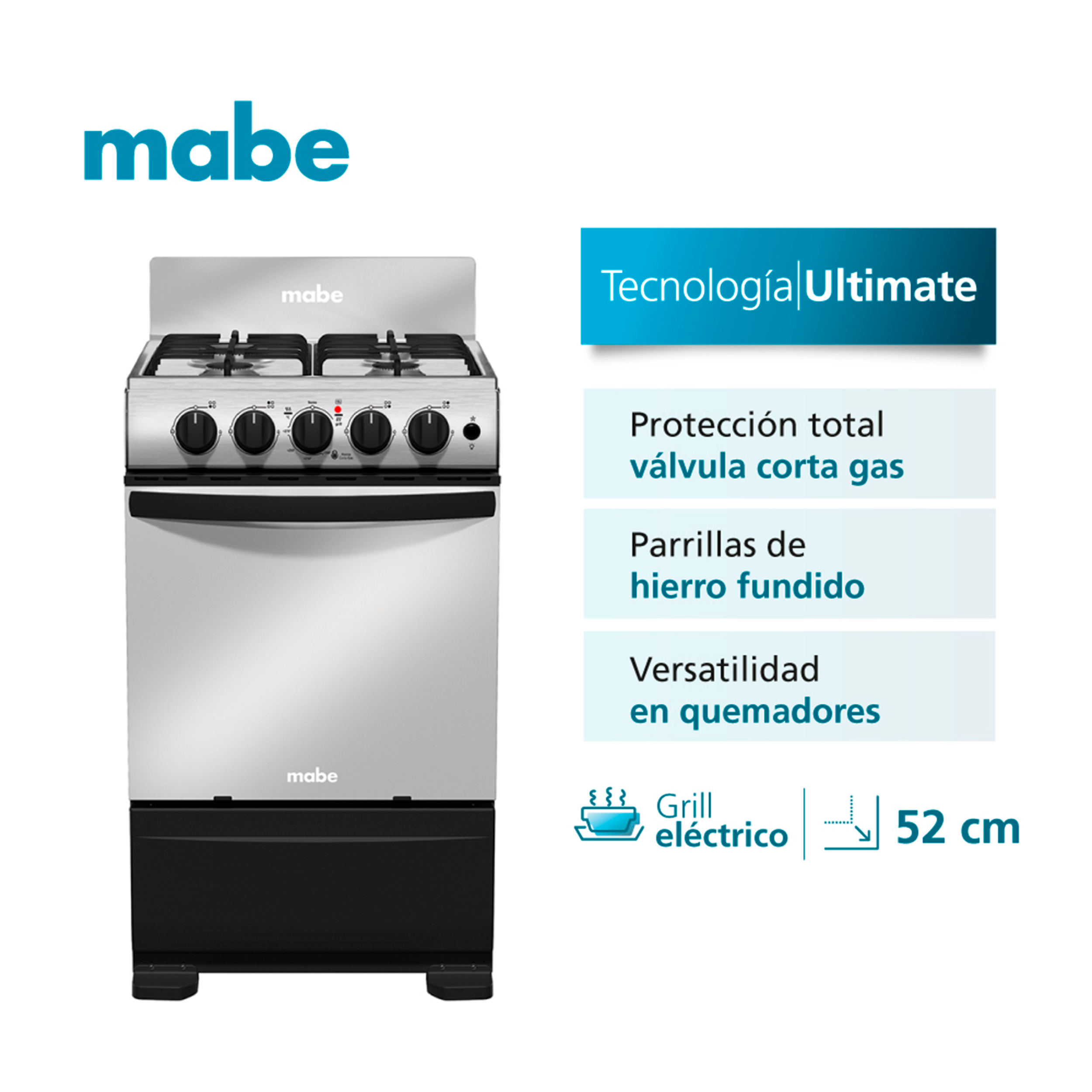 COCINA 52CM INOX NEG MABE