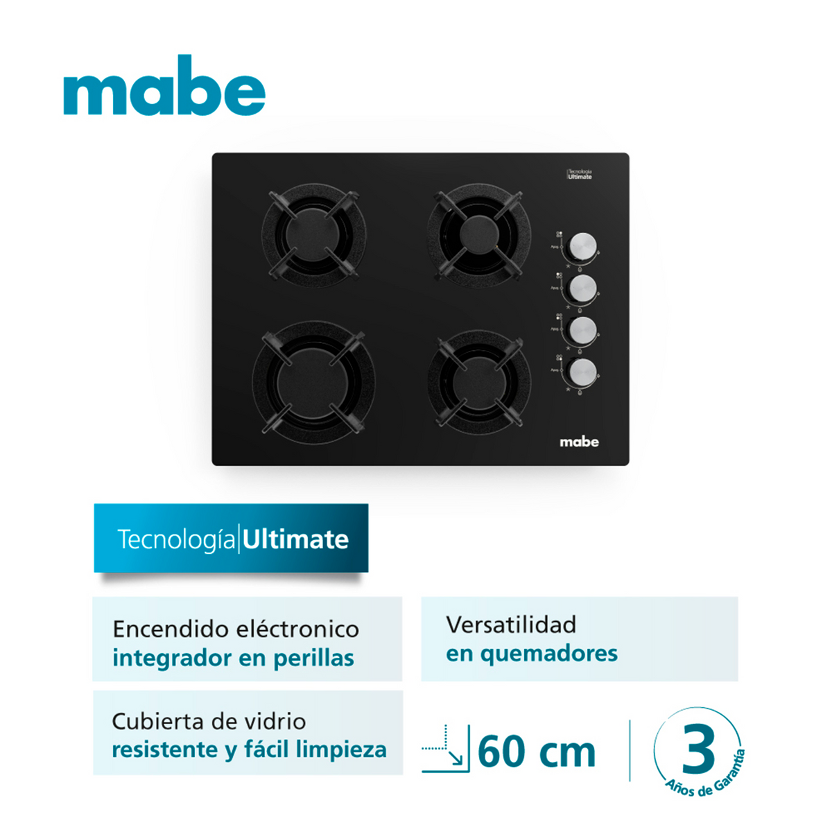 CUBIERTA EMPOTRE 60CM NEG MABE