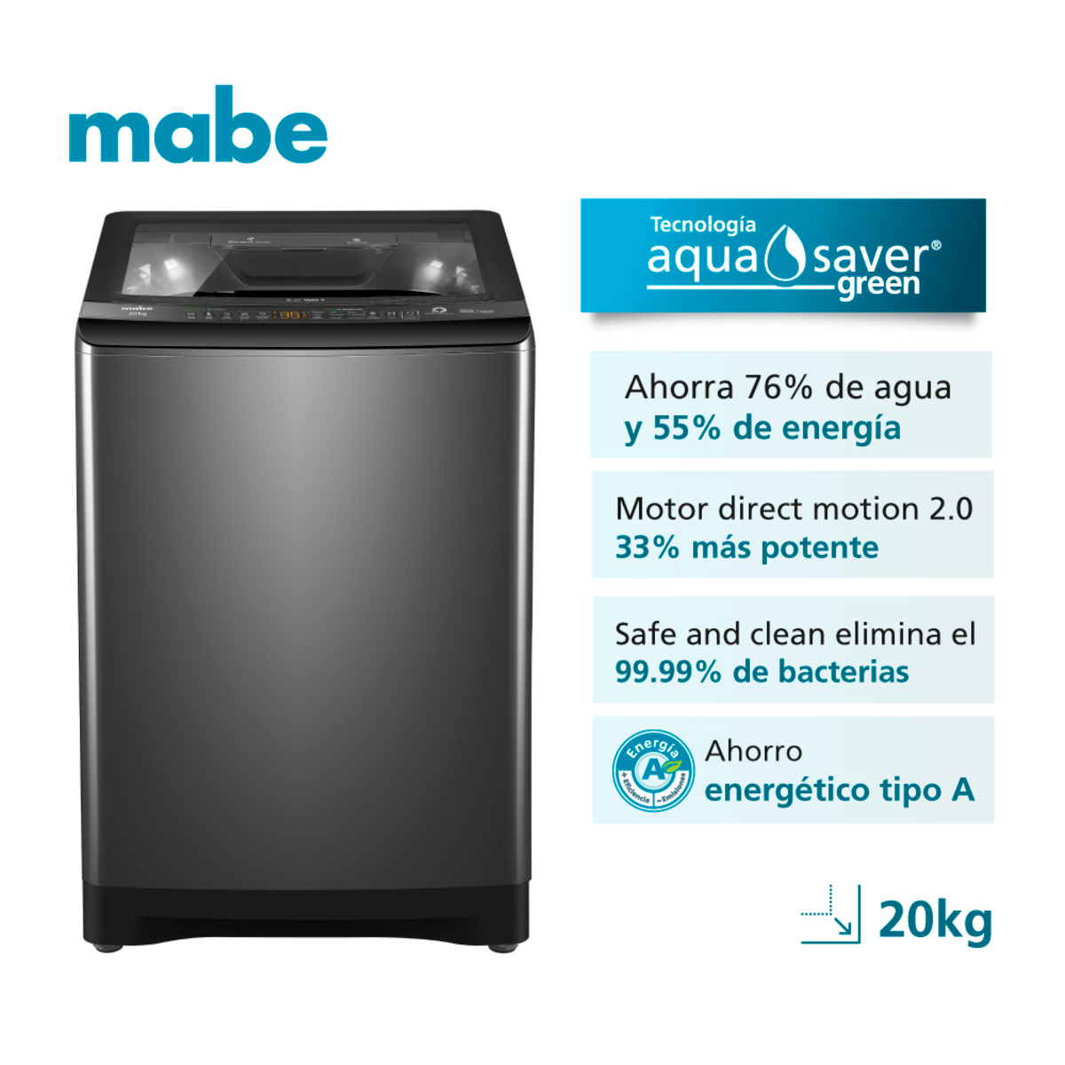 LAVADORA AUTOMATICA 20KG MABE