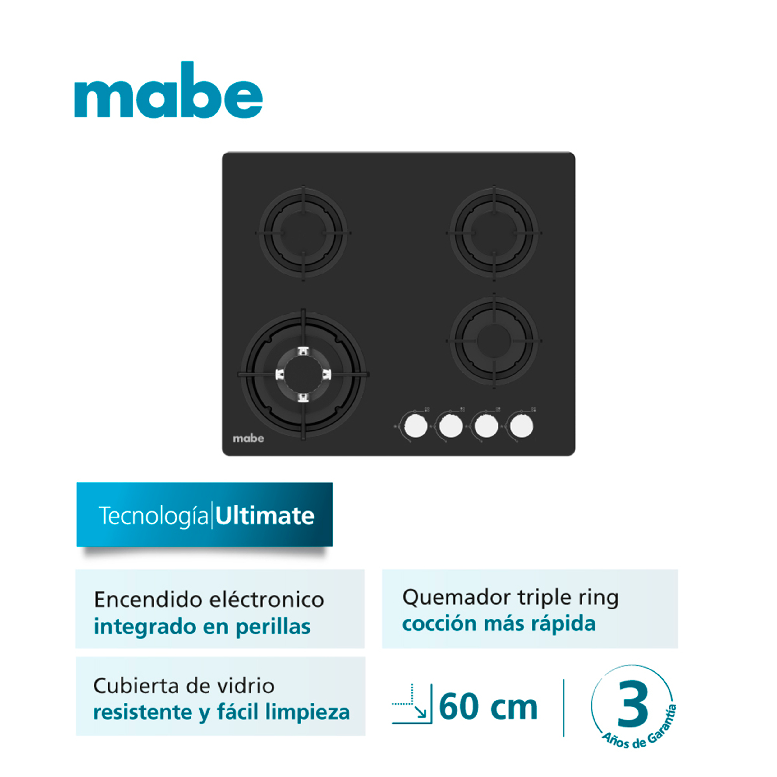 CUBIERTA EMPOTRE 60CM NEG MABE