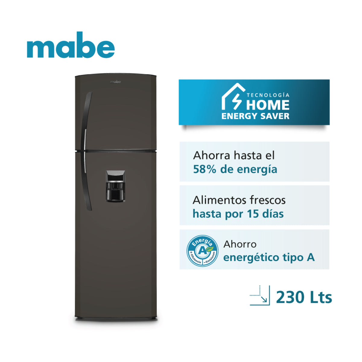 Nevera Mabe No Frost Congelador Superior 230 Litros RMA247FJCG Grafito