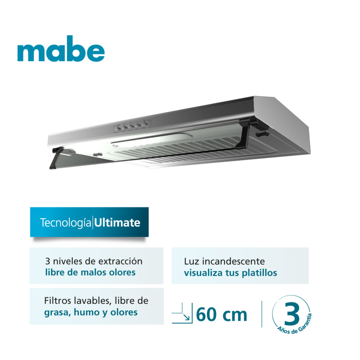 CAMPANA UTILITARIA 60CM INOX MABE