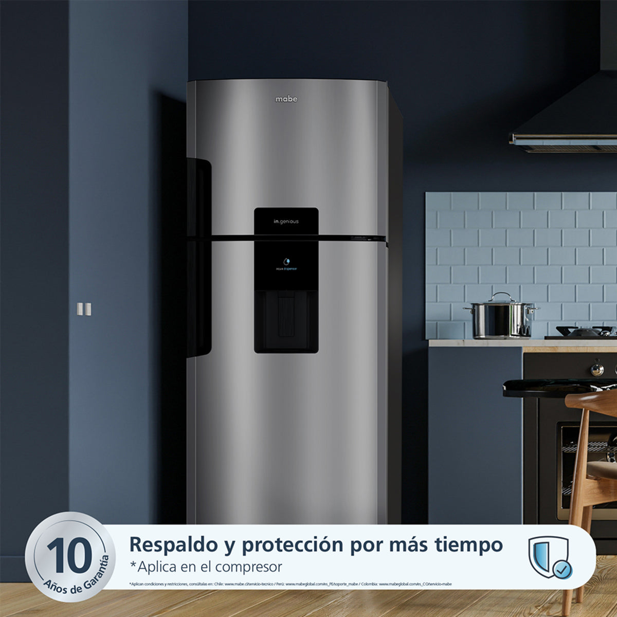 Nevera MABE No Frost Congelador Superior 394 Litros RMP415YCU Inox