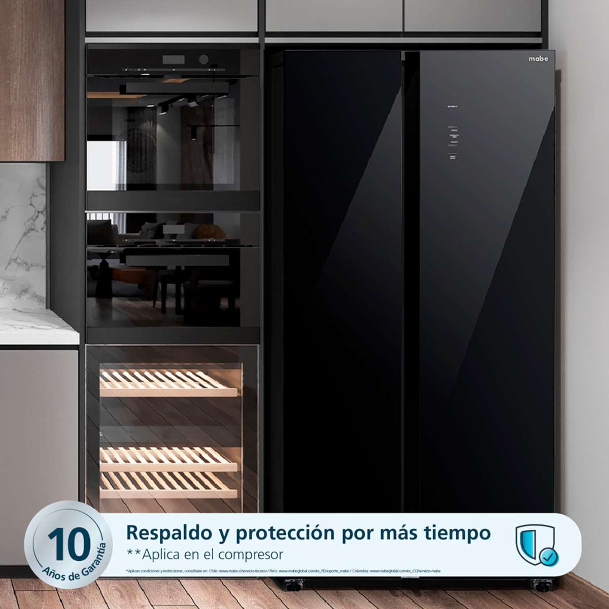 Nevecón MABE Side by Side 595 Litros MSL631LKLNG0 Black Glass