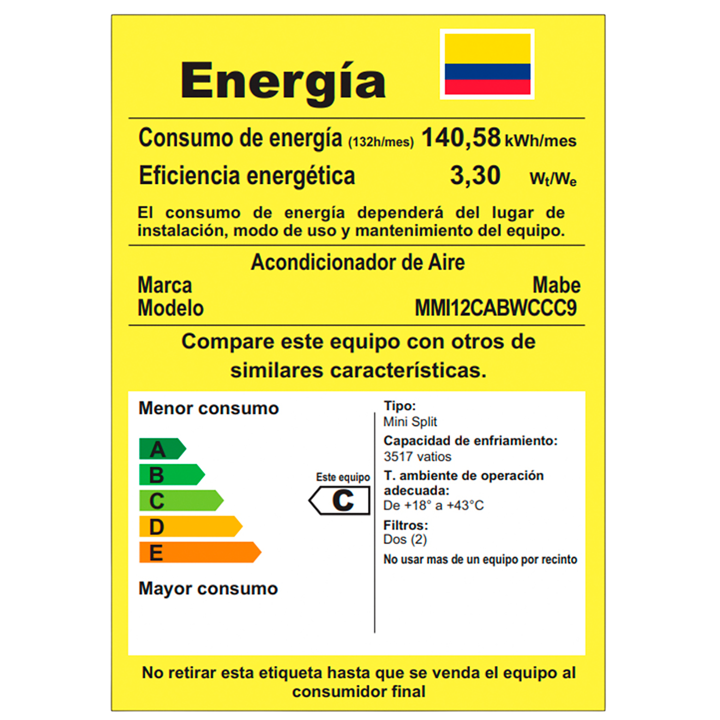 AIRE INVERTE 110 BTU MABE