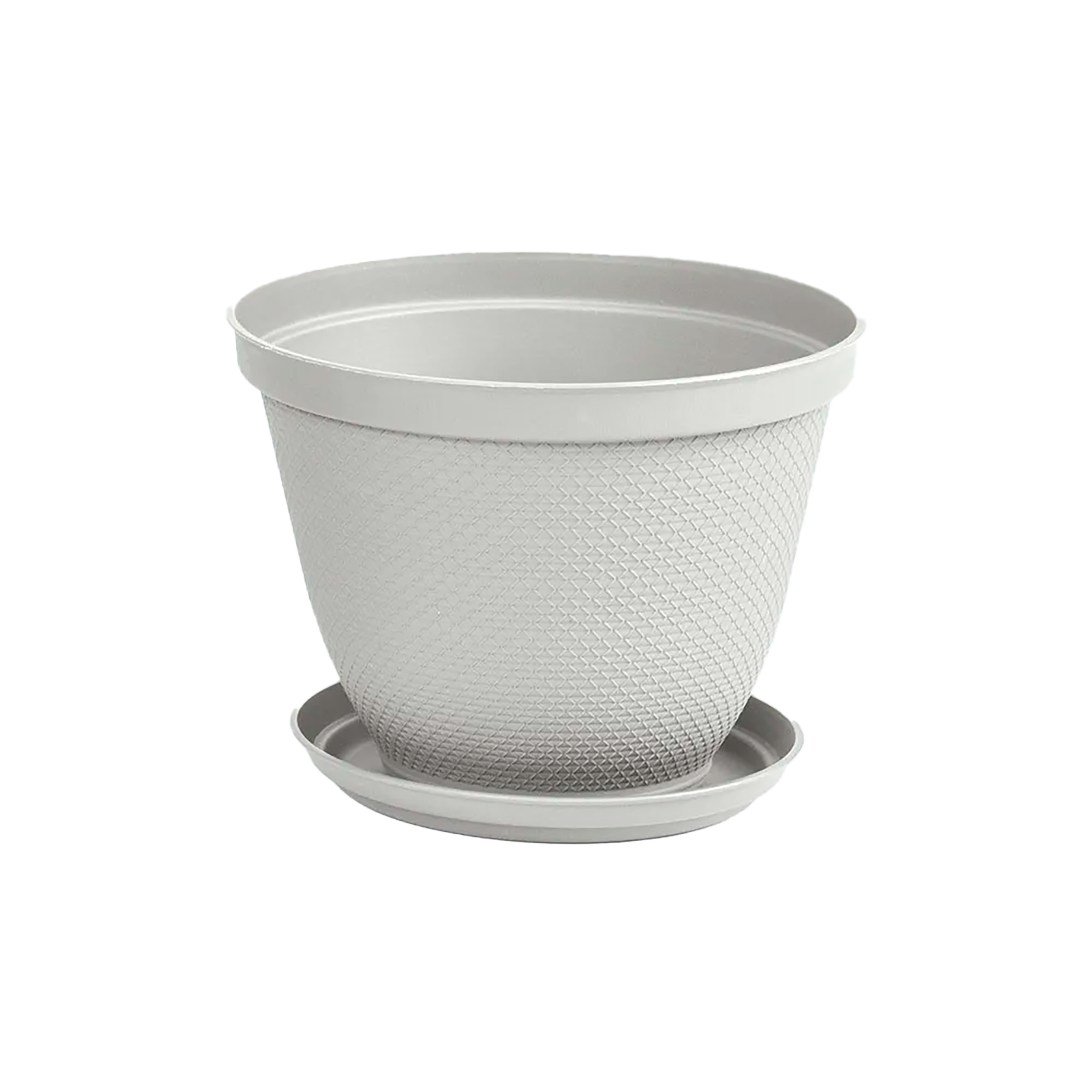 Matera Redonda Rafia 25 Cm con Plato Gris Hielo RIMAX