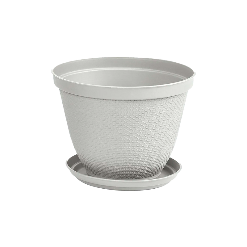 Matera Redonda Rafia 25 Cm con Plato Gris Hielo RIMAX