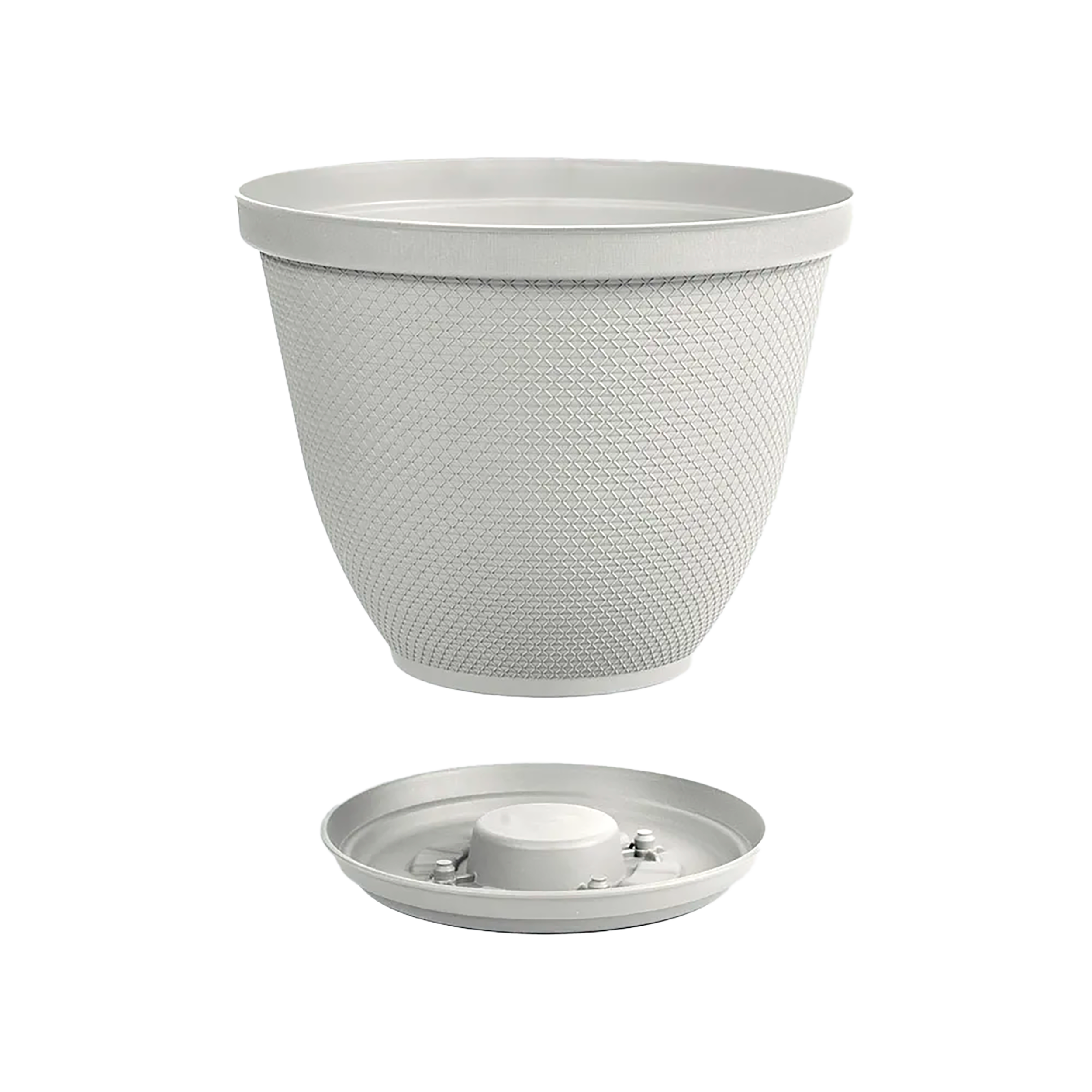 Matera Redonda Rafia 25 Cm con Plato Gris Hielo RIMAX