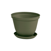Matera Redonda Rafia 25 Cm con Plato Verde Musgo RIMAX