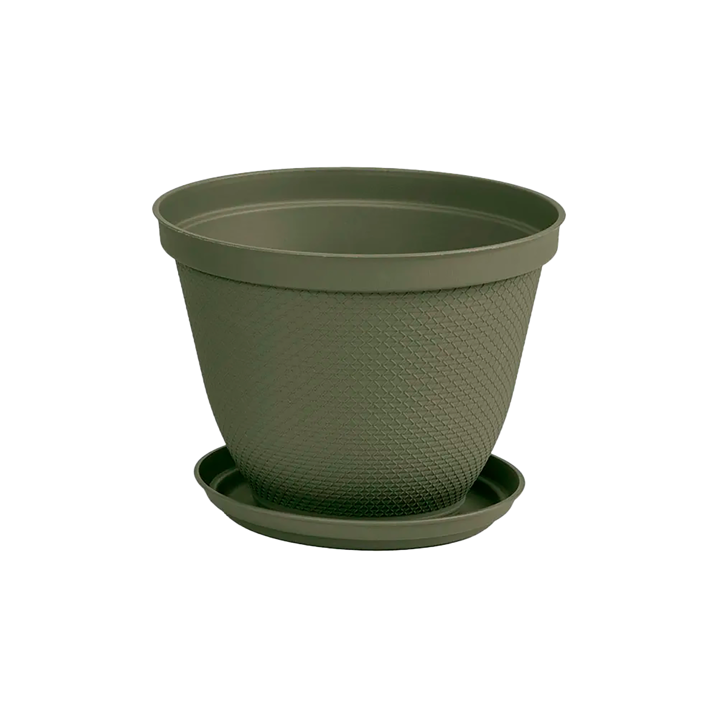 Matera Redonda Rafia 25 Cm con Plato Verde Musgo RIMAX