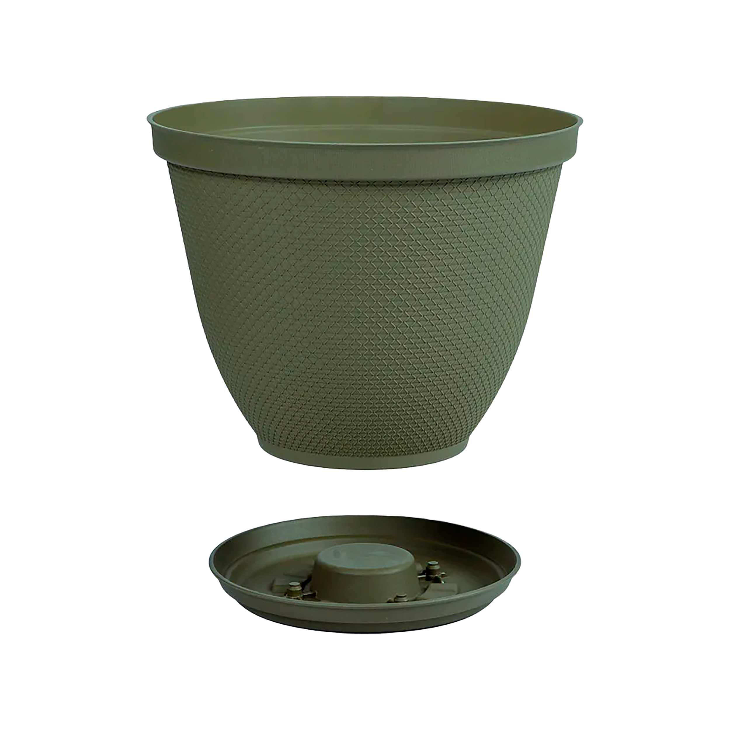 Matera Redonda Rafia 25 Cm con Plato Verde Musgo RIMAX