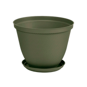 Matera Redonda Rafia 30 Cm con Plato Verde Musgo RIMAX