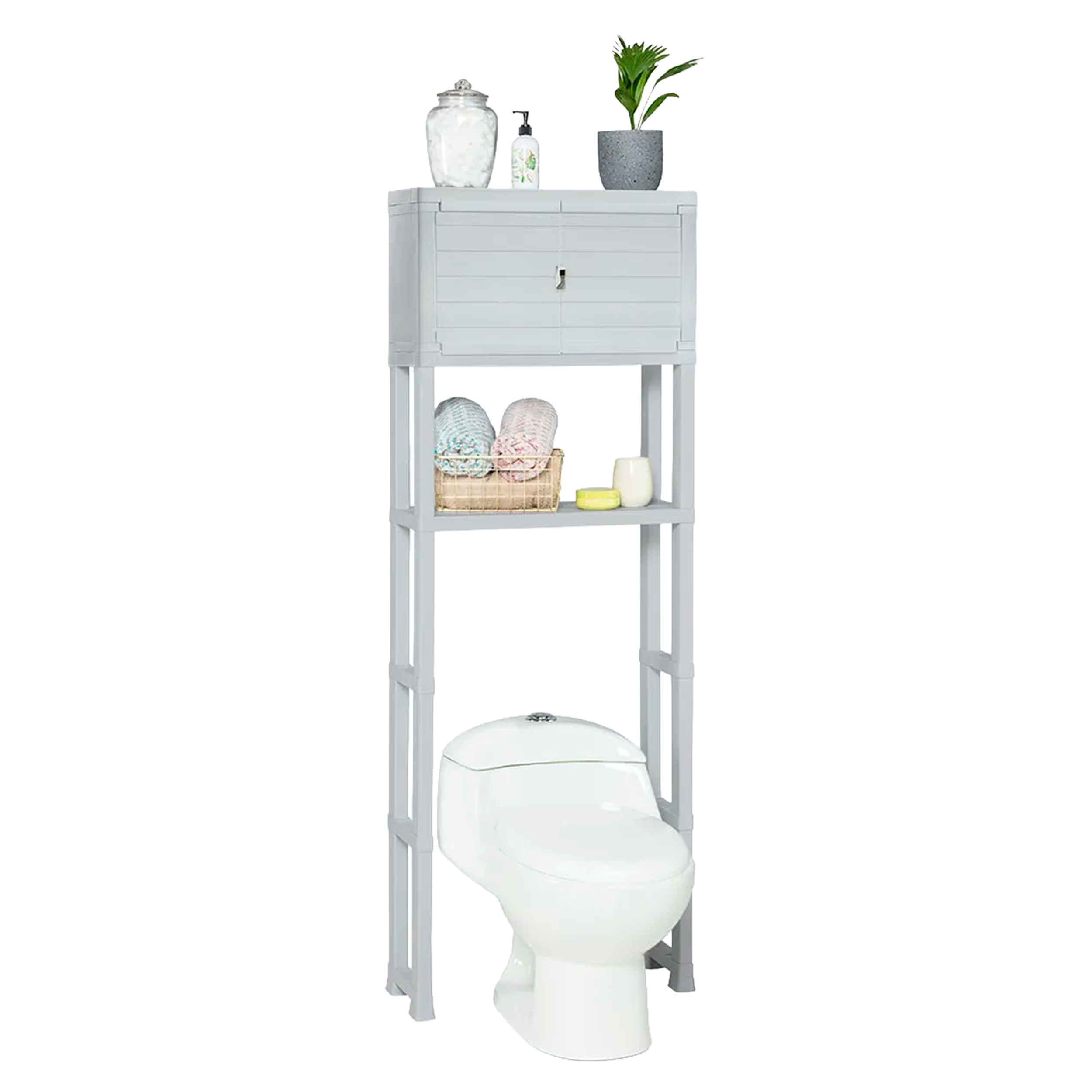 ESTANTE ORG DE BAÑO CON PUERTA GRIS HIEL