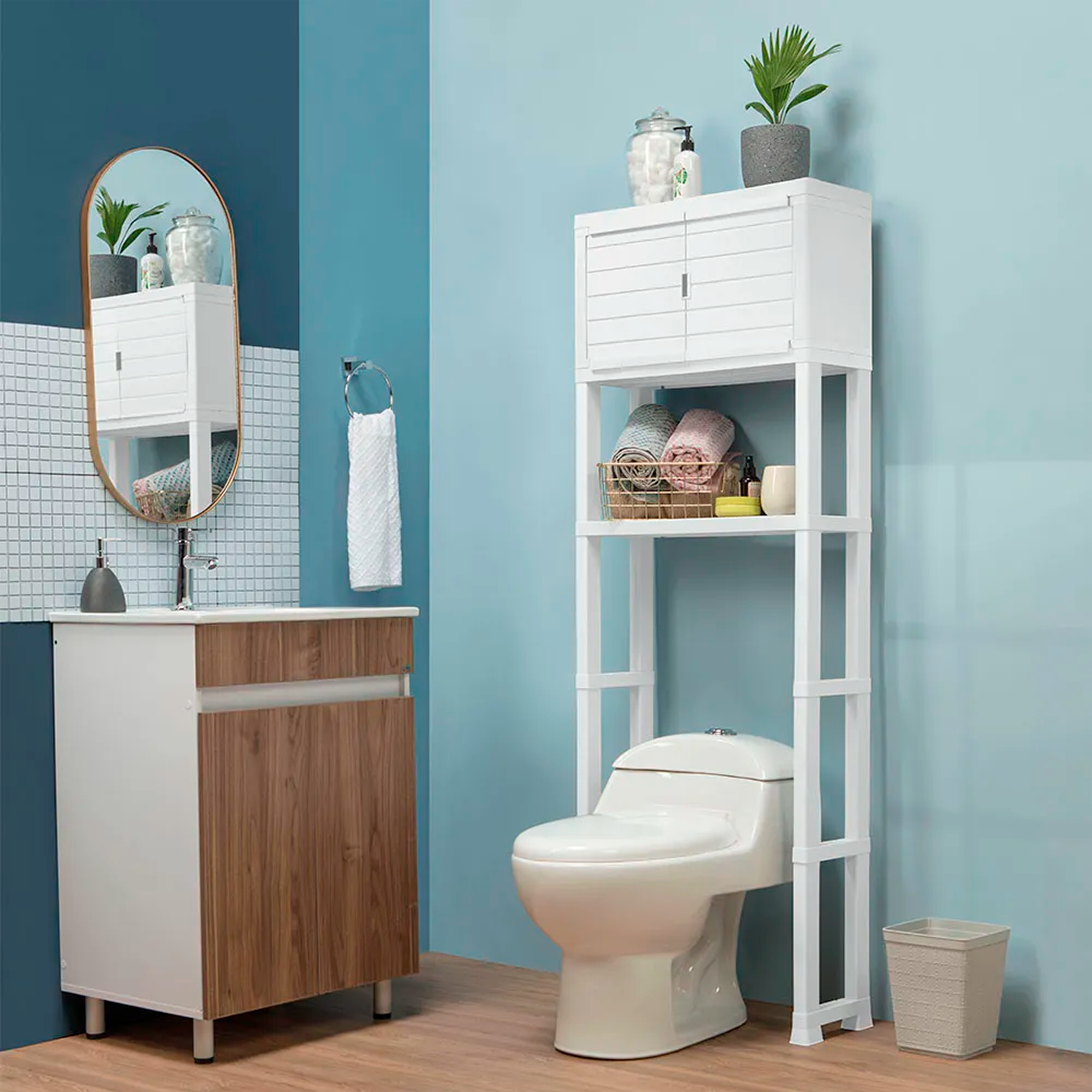 ESTANTE ORG BAÑO CON PUERTA BLANCO RIMAX