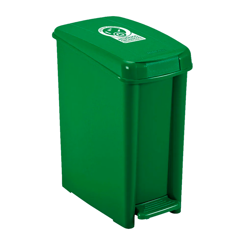 BASURERO PED 10L VERDE ORGAN APROV U/E6
