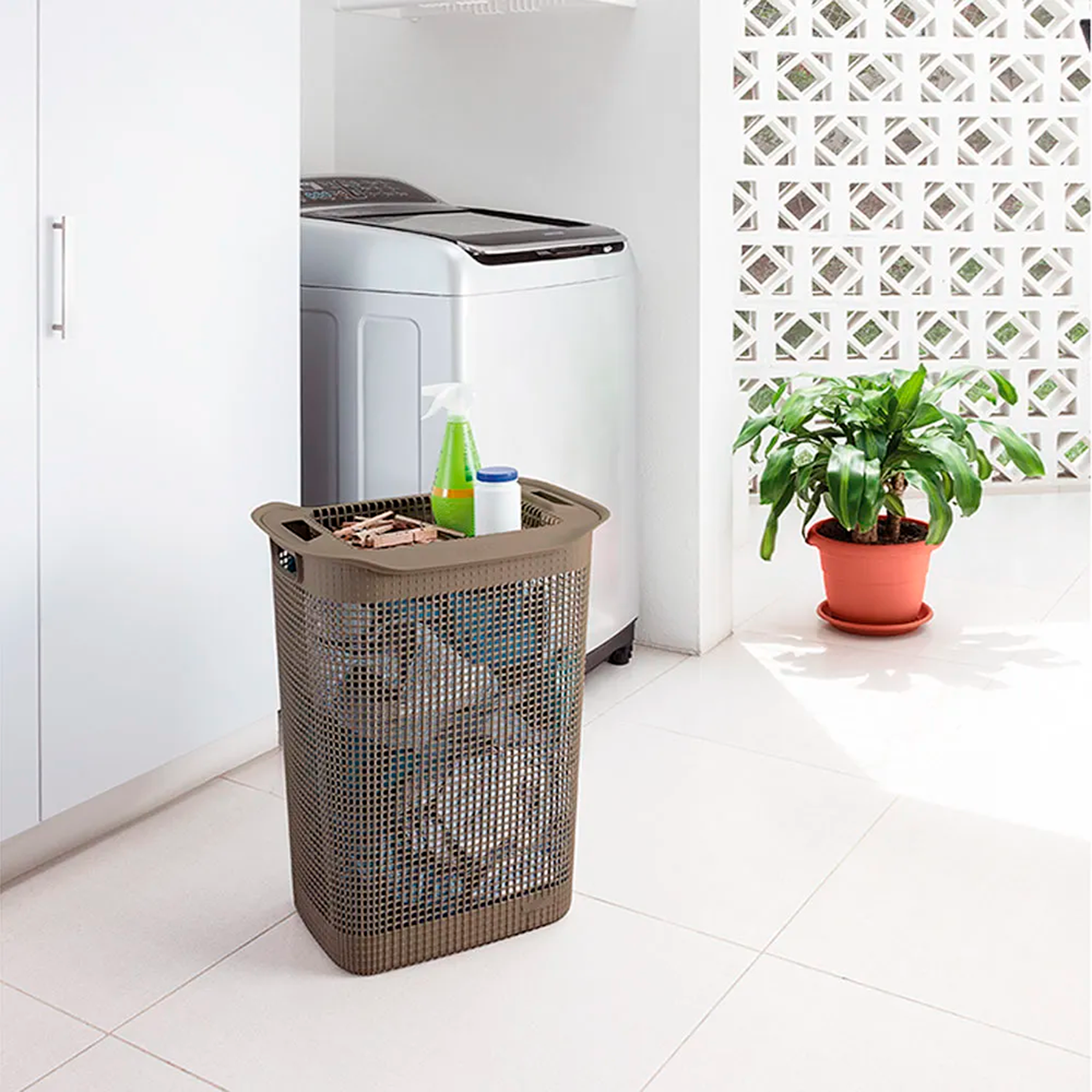 CESTA ROPA LINUM RECTANGULAR TAUPE RIMAX