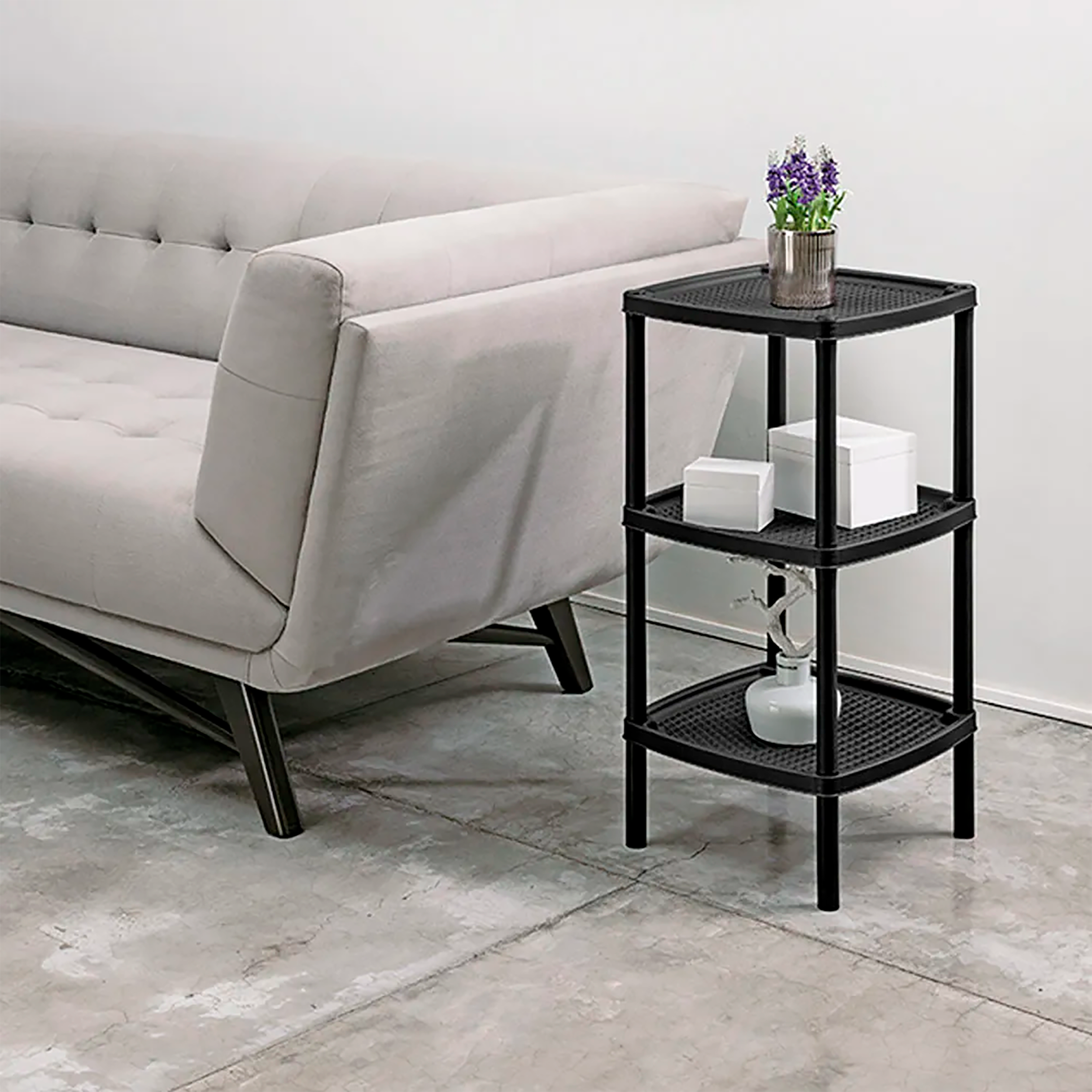 Mesa RIMAX Multiusos Cuadrada de 3 Niveles Negro