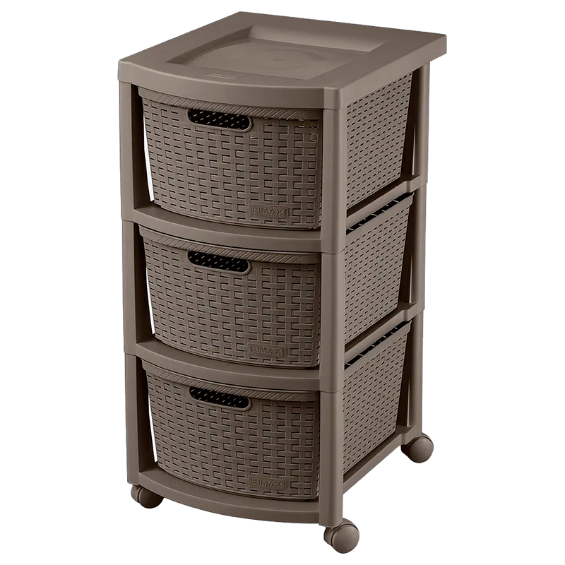 Cajonero Apariencia Rattan 3 Gavetas Altas Mocca RIMAX