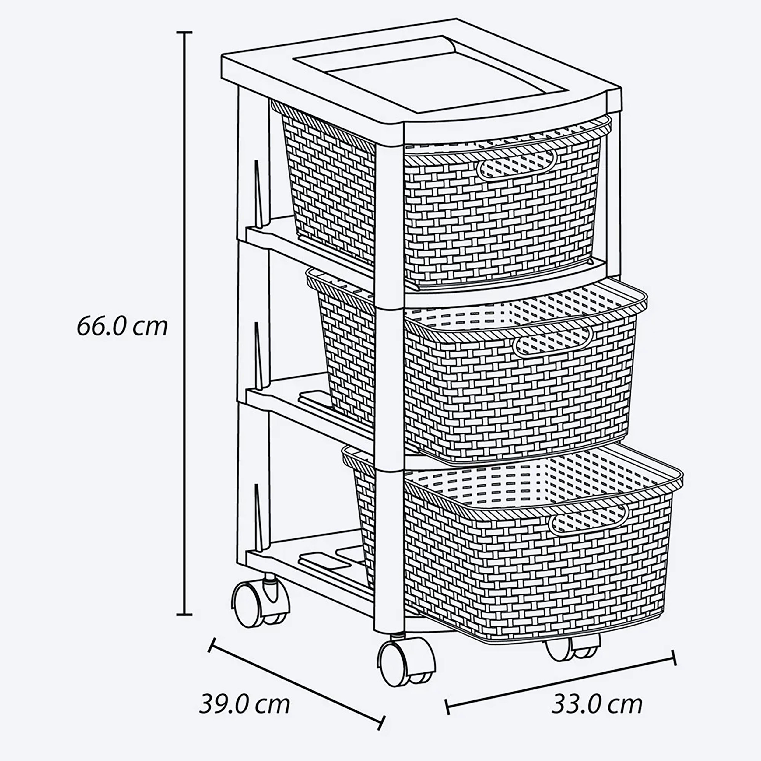 Cajonero Apariencia Rattan 3 Gavetas Altas Mocca RIMAX