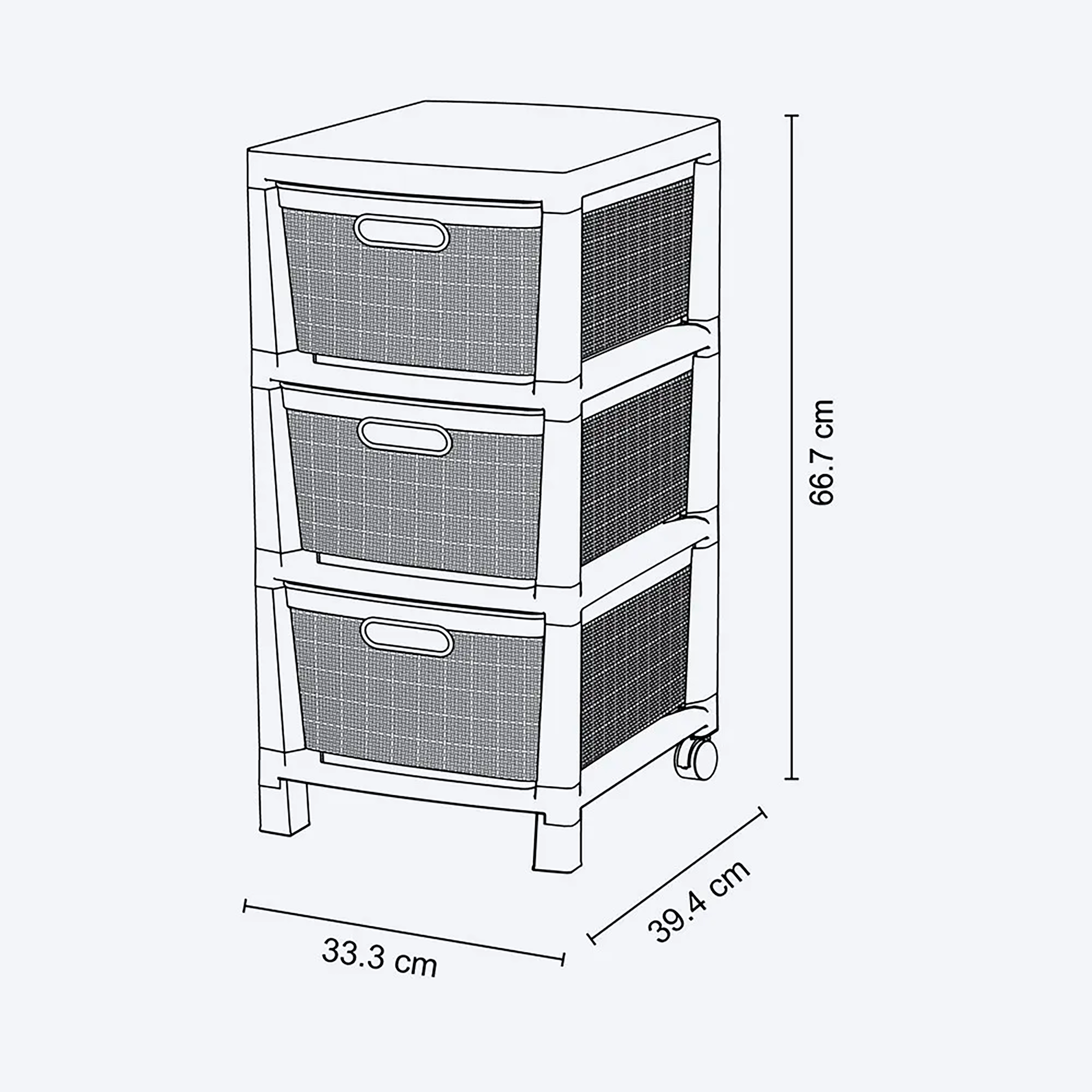 Cajonero Fique 3 Gavetas Gris Hielo RIMAX