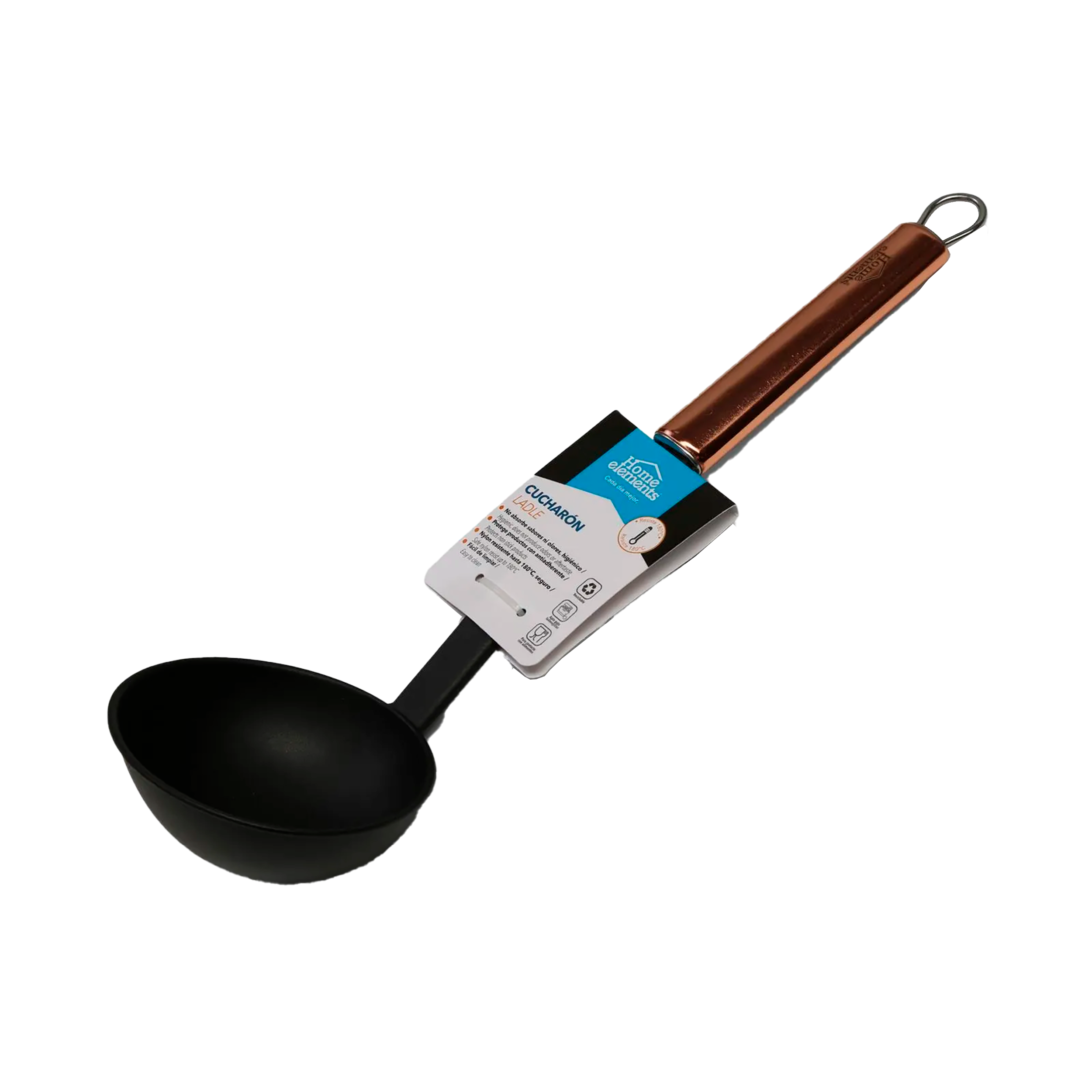 Cucharon Nylon Mango Acero - Cobre 299895058  Home Elements