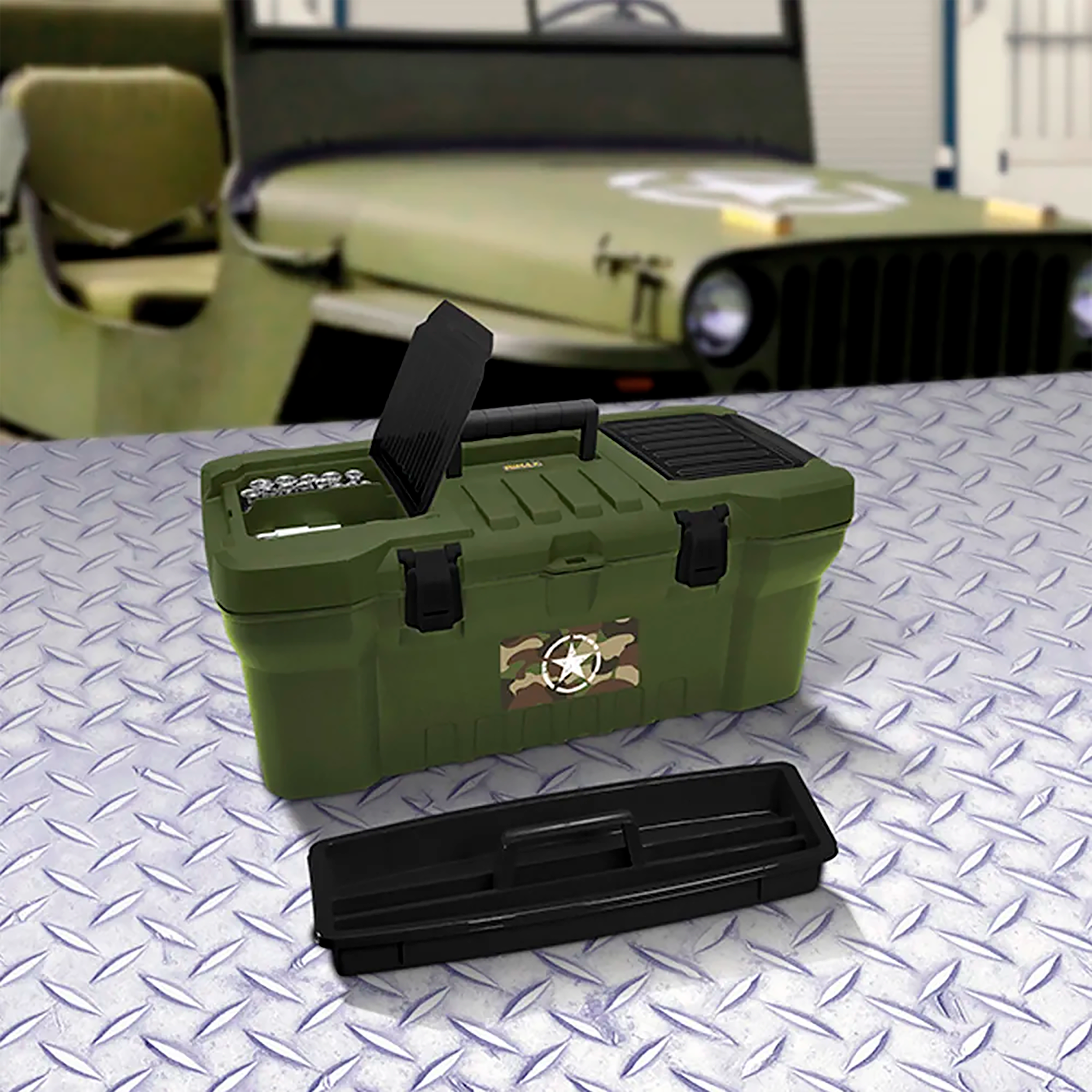 Caja Herramientas 20" Army Cerradura Plástica RIMAX