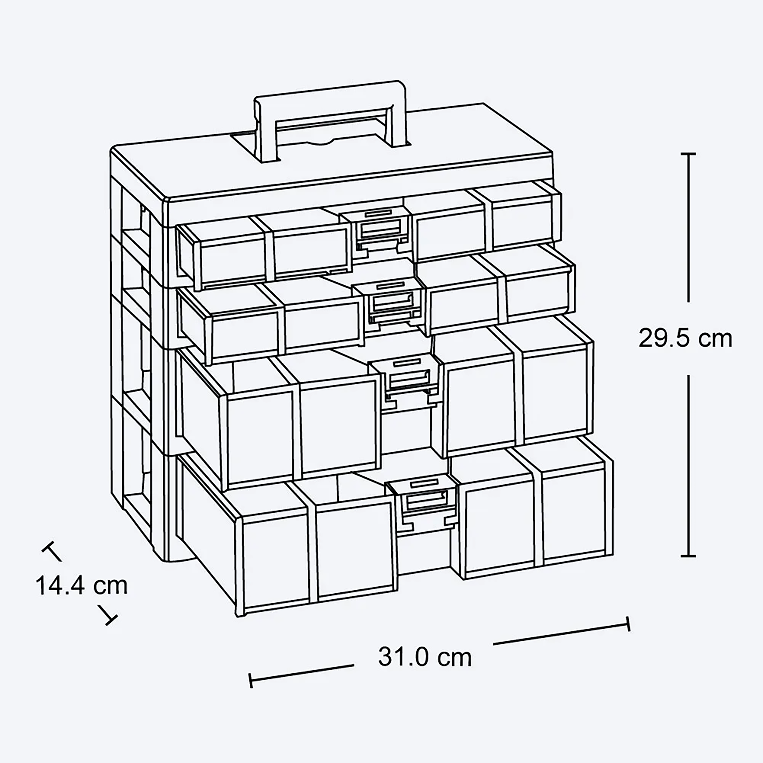 ORGANIZADOR MODULAR GAV 2X40+2X80 NEG