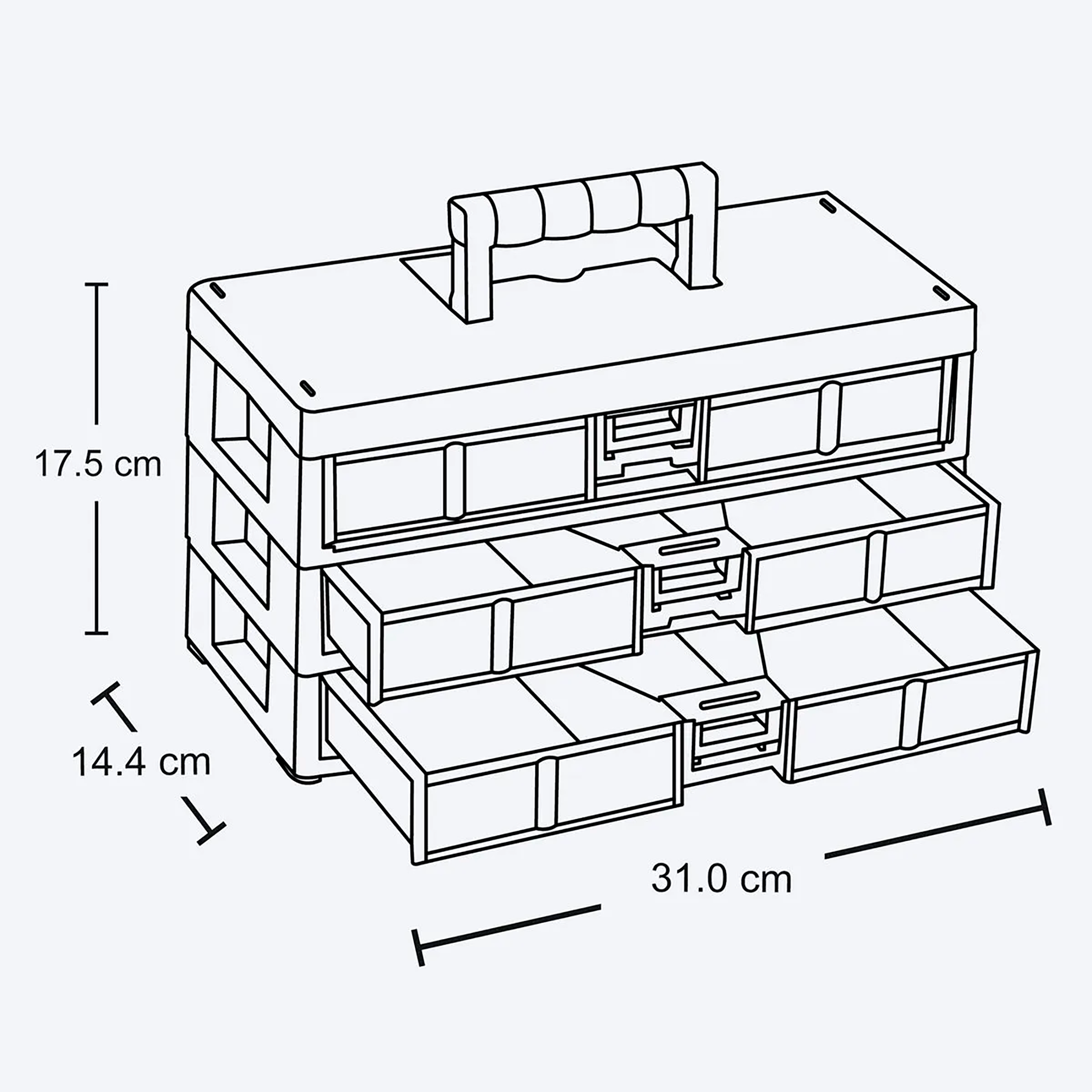 ORGANIZADOR MODULAR GAV 3x40 AZUL PETROL