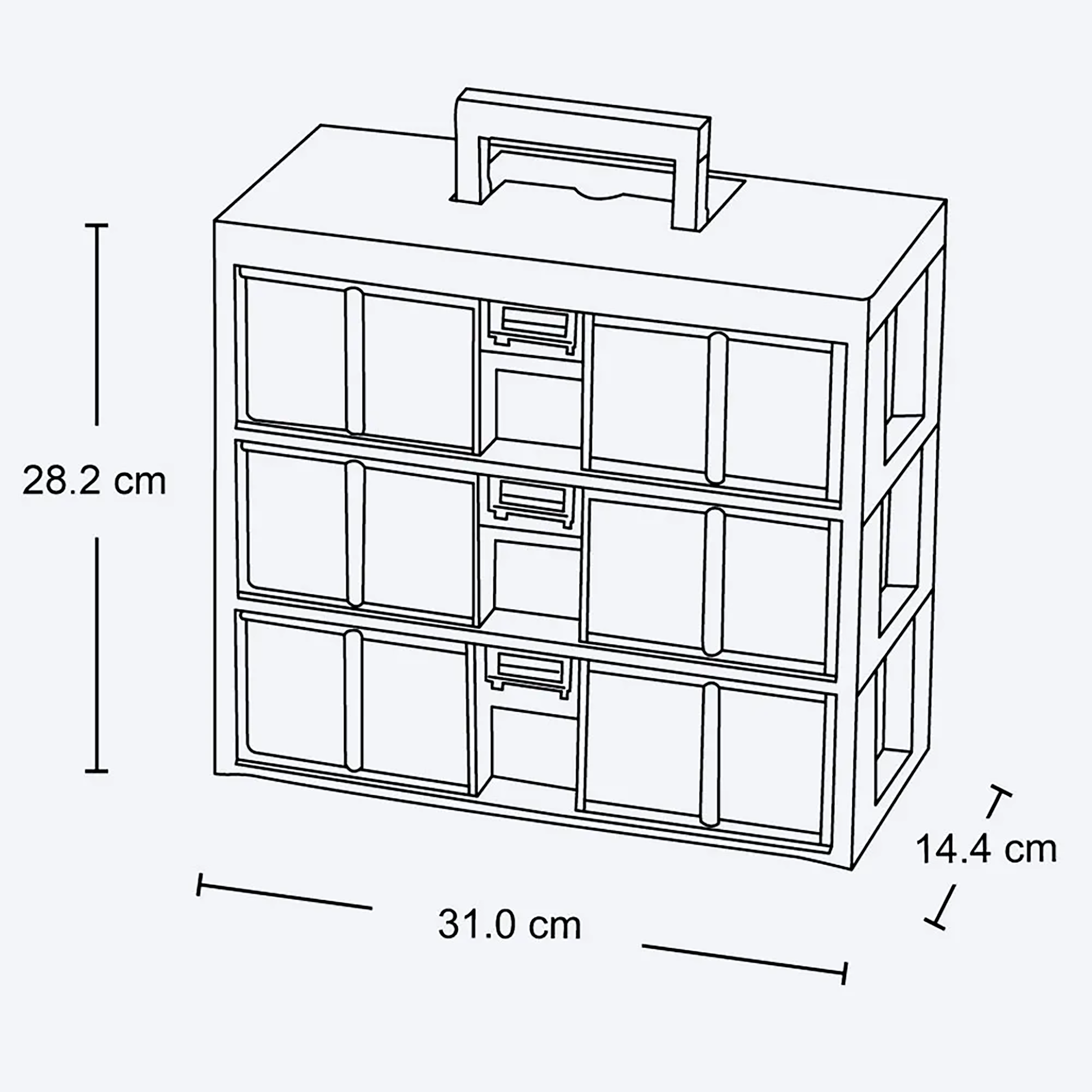 ORGANIZADOR MODULAR GAV 3x80 AZUL PETROL