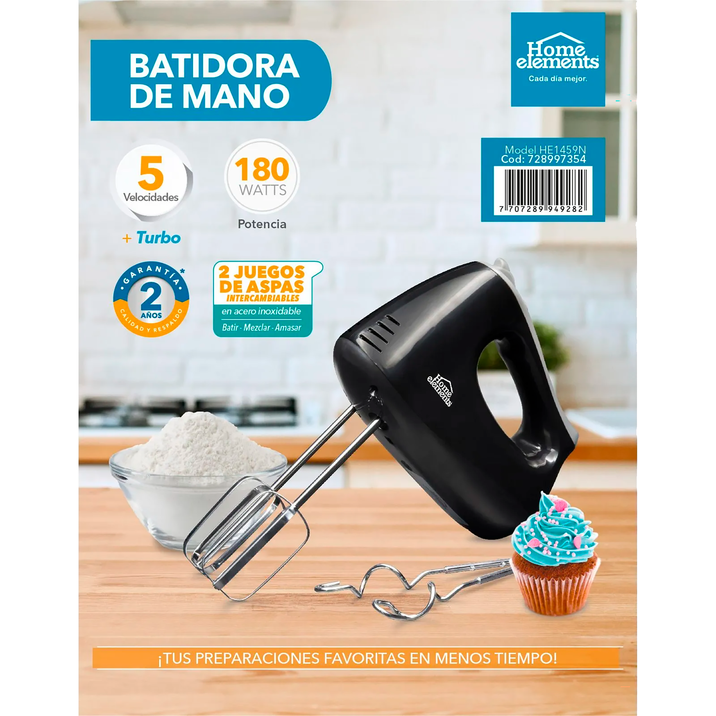 Batidora Electrica Manual de 5 Velocidades 728997354 Home Elements