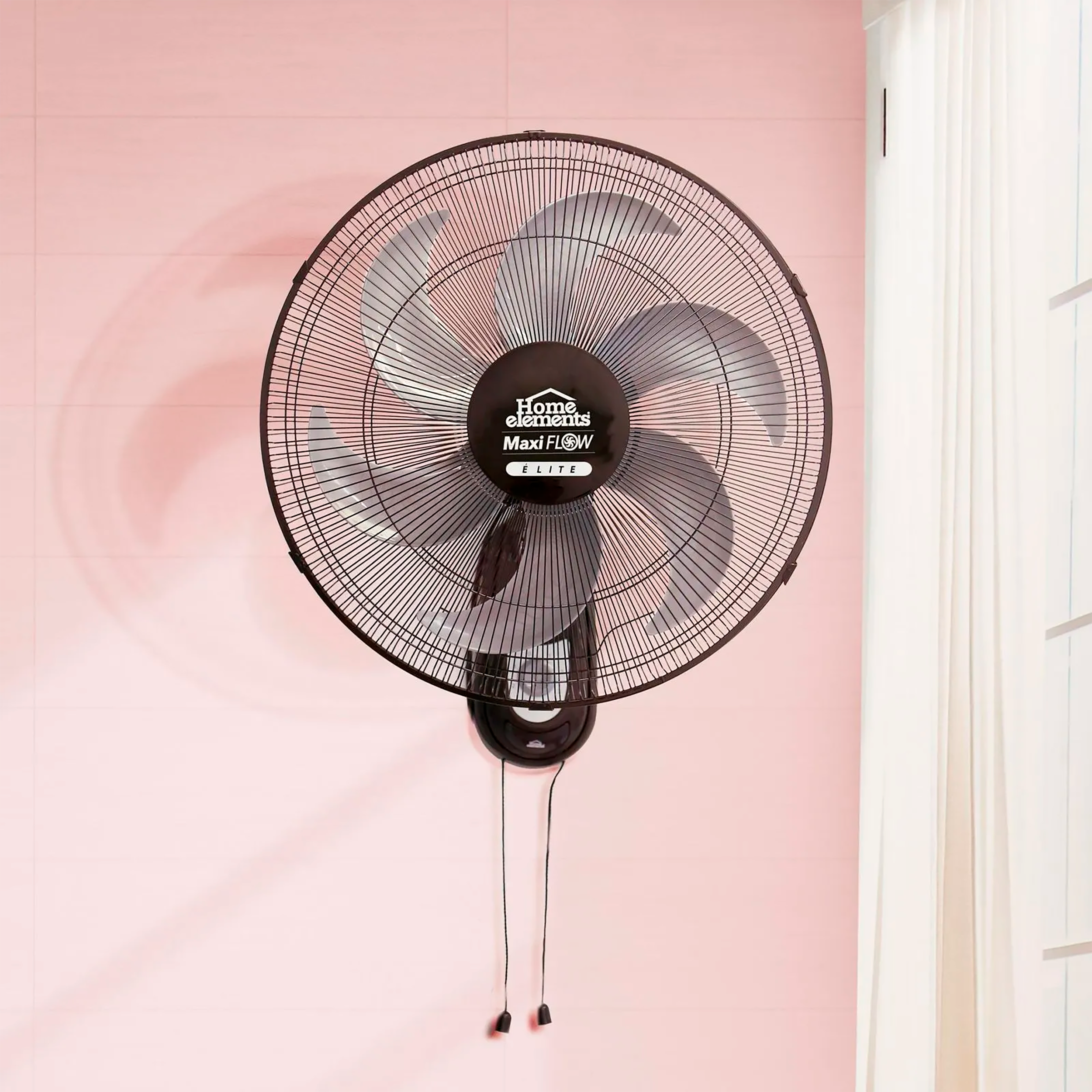 Ventilador Pared Negro Alta Potencia, Gran Velocidad, Rejilla Metálica, Negro, MaxiFlow Elite 299898824 Home Elements