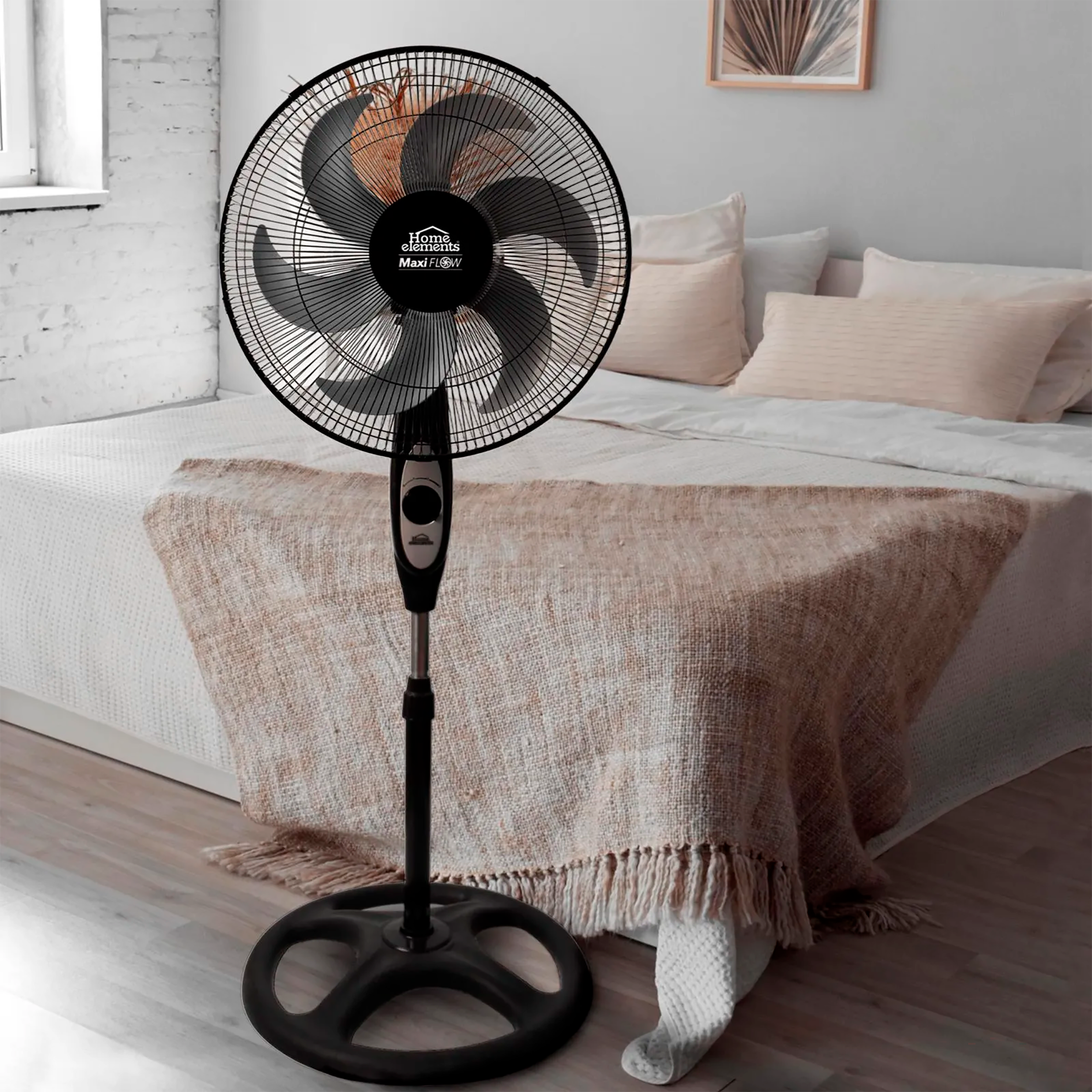 Ventilador Pedestal, Alta Potencia, Gran Velocidad, Negro, Maxi Flow Elite 299898321 Home Elements