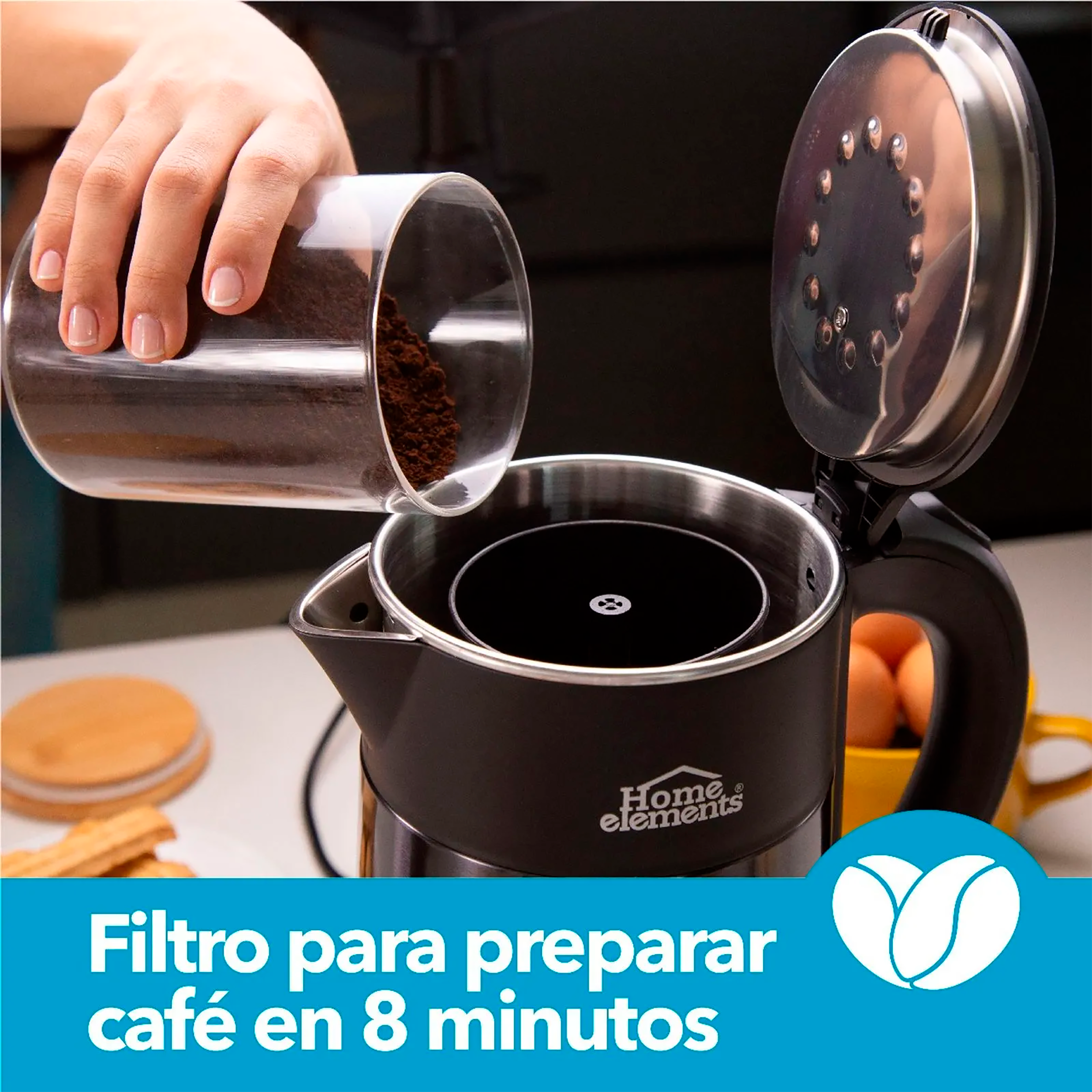 CAFETERA HERVIDORA 2 EN 1 HOME ELEMENTS