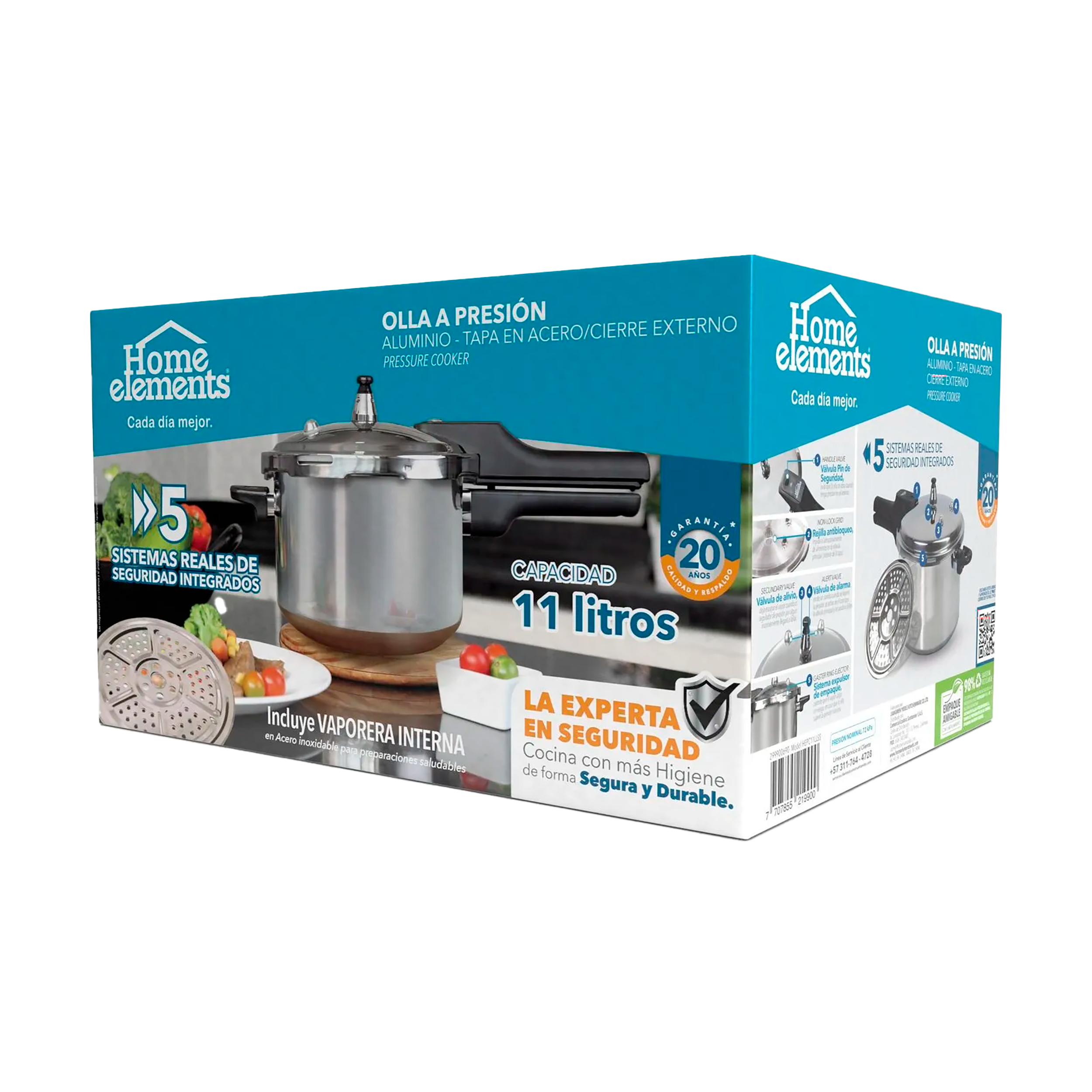Olla a Presion Aluminio 11 lt con Tapa en Acero 299900690 Home Elements