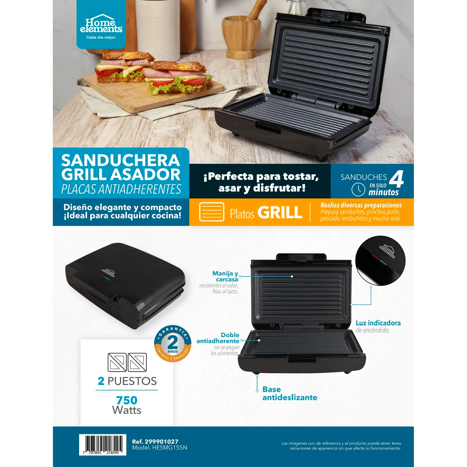 SANDUCHERA NEGRA GRILL HESMG155N