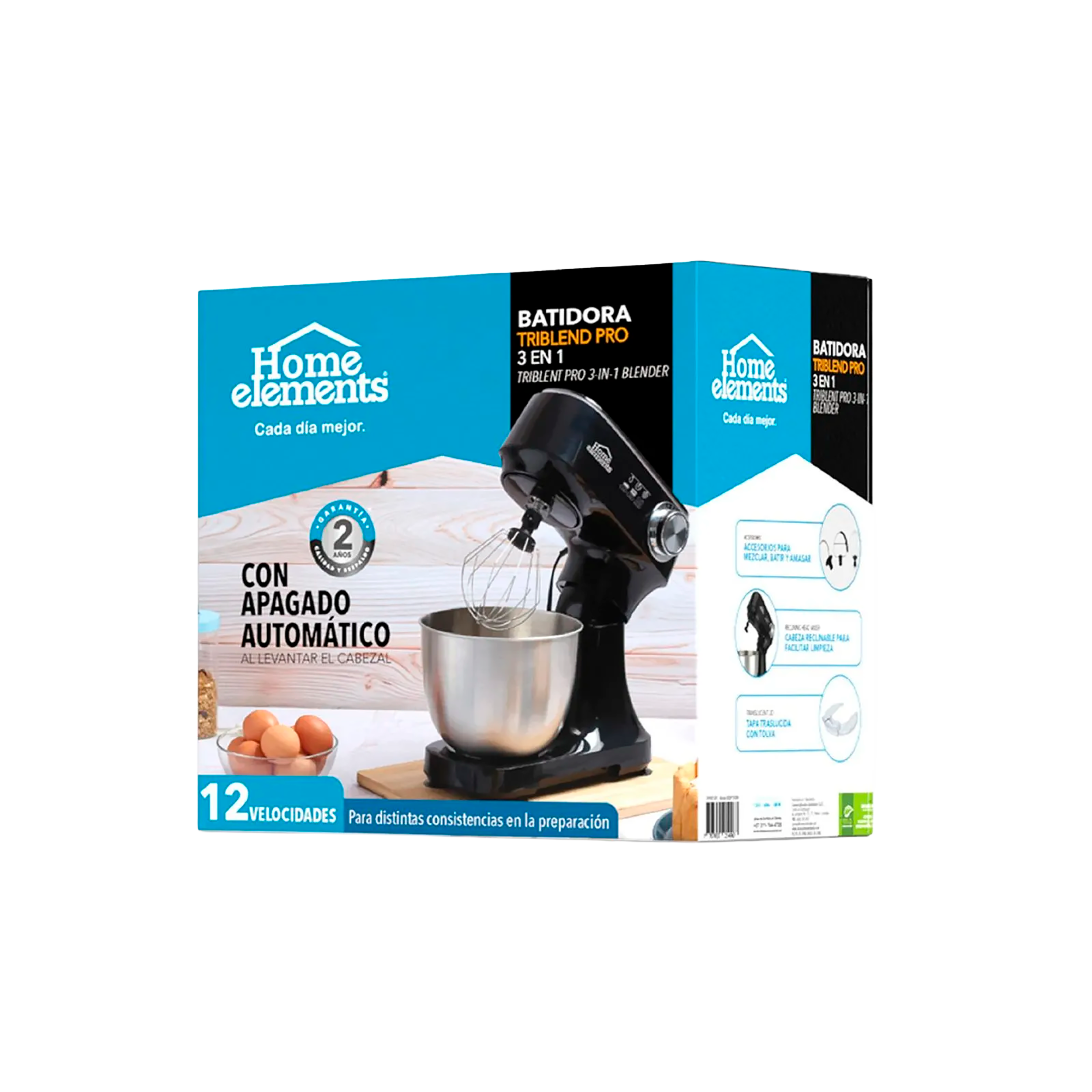 BATIDORA 3 EN 1 300 WATTS ACERO INOX