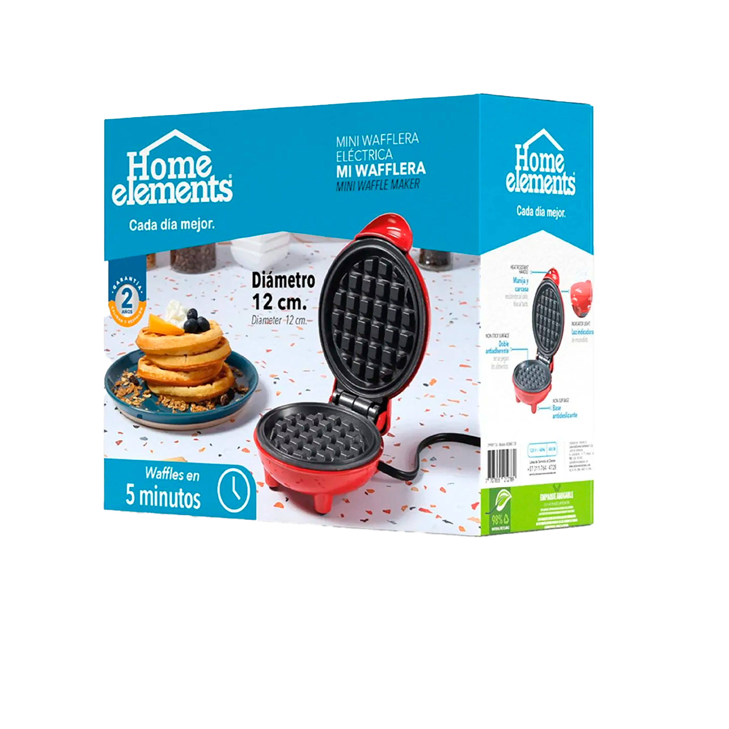 Mini Wafflera Roja 299901126 Home Elements