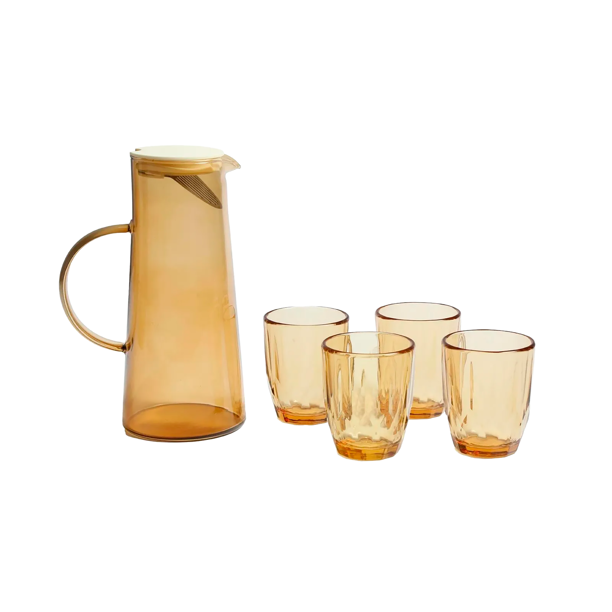 SET JARRA+4 VASOS VIDRIO AMBAR HERO1525