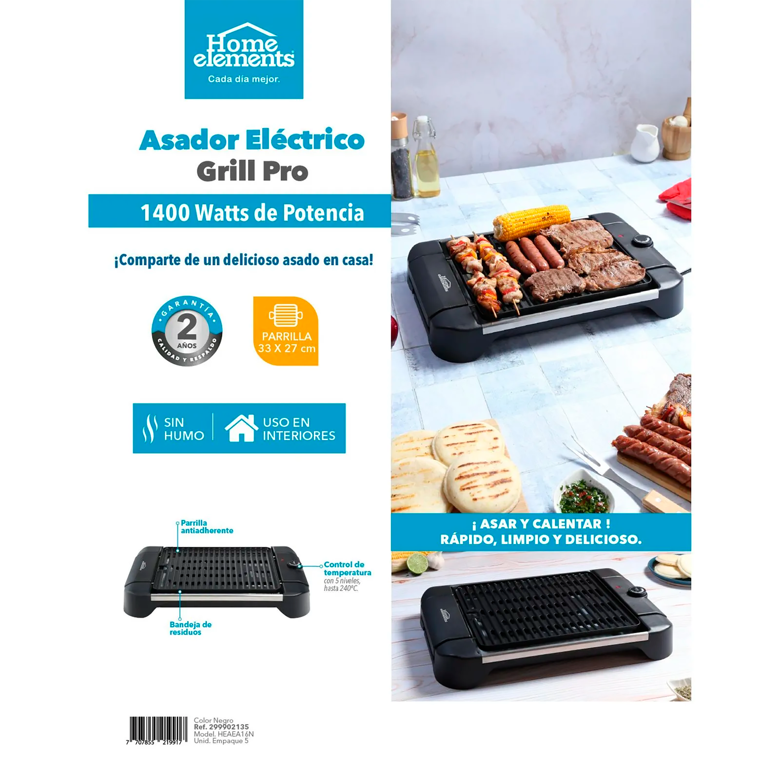 ASADOR ELECTRICO GRILL PRO HEAEA16N