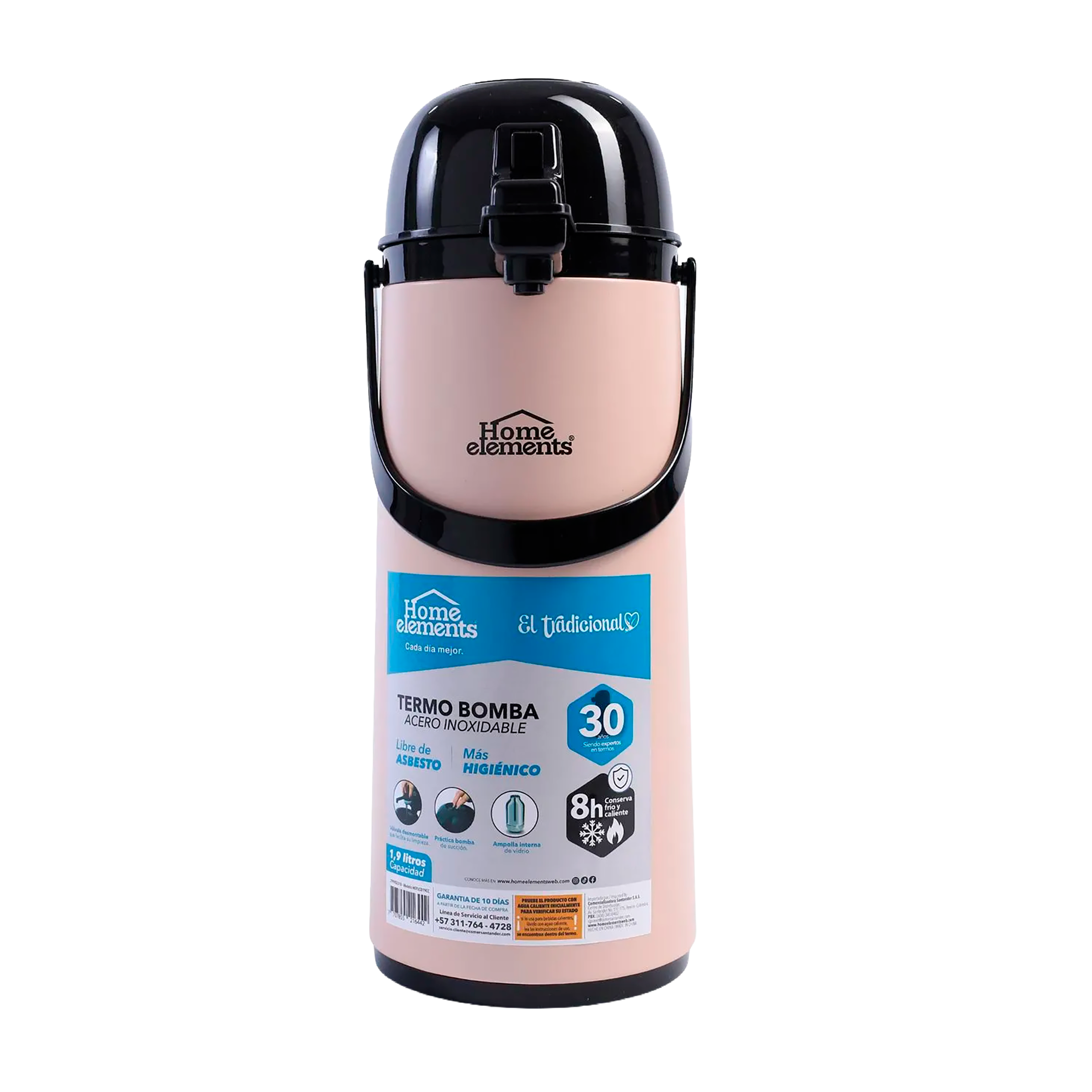 TERMO BOMBA ACERO INOX 1,9L COL CAPPUCCI