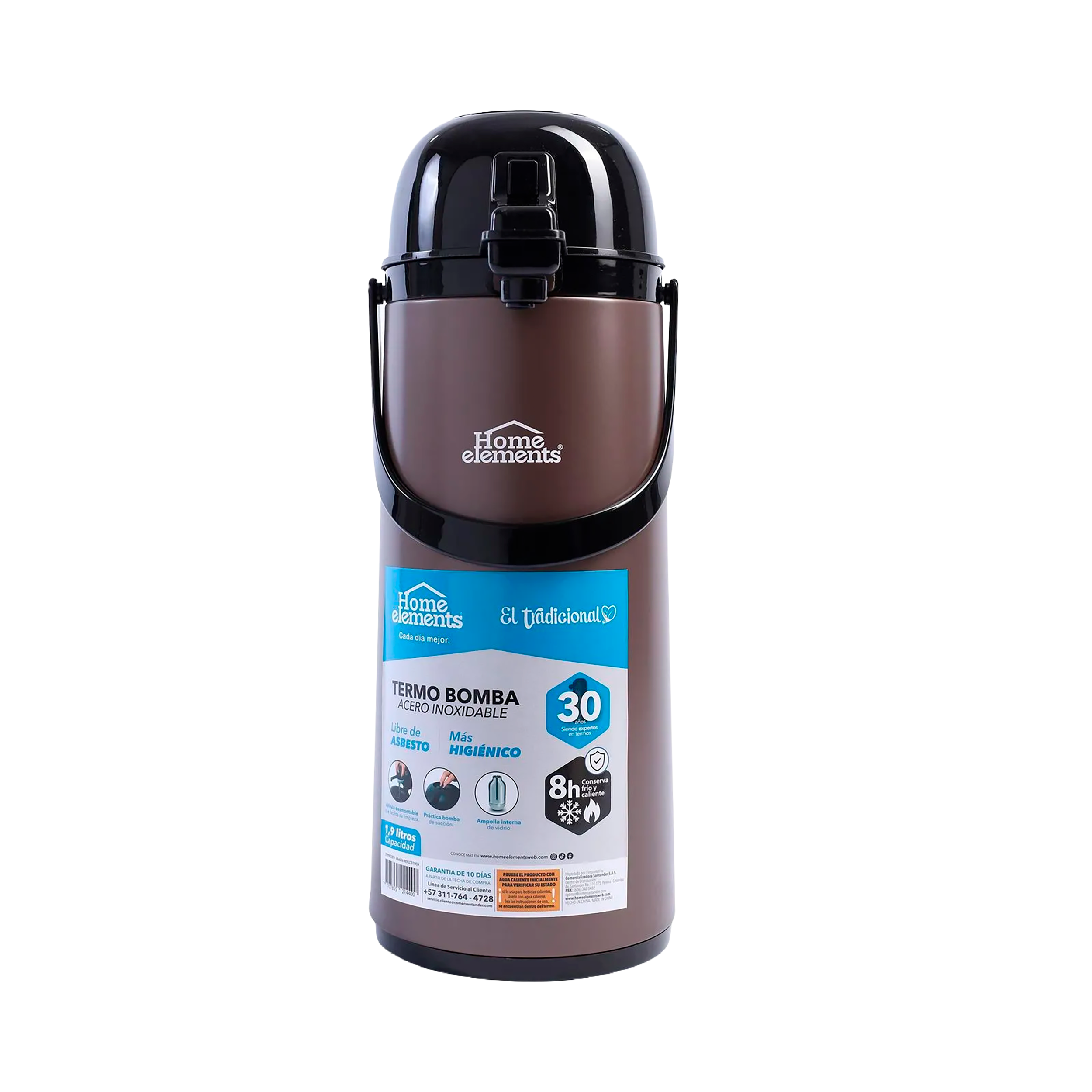 TERMO BOMBA ACERO INOX 1,9L COLOR CHOCOL
