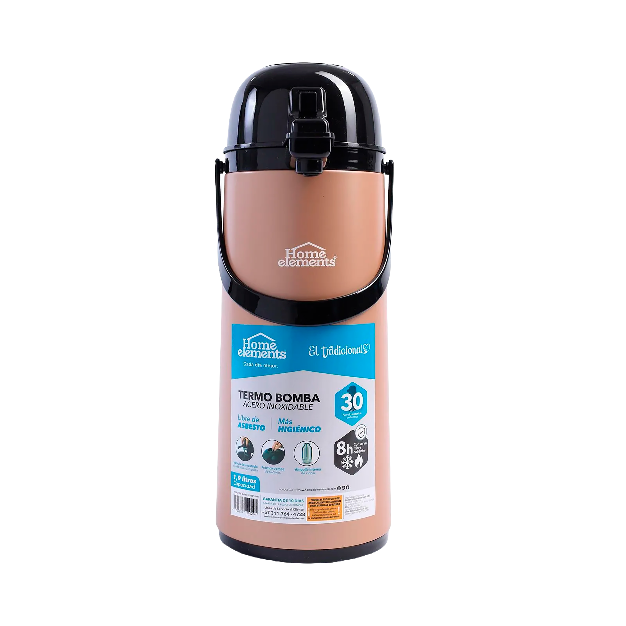 TERMO BOMBA ACERO INOX 1,9L COLOR MOCCA