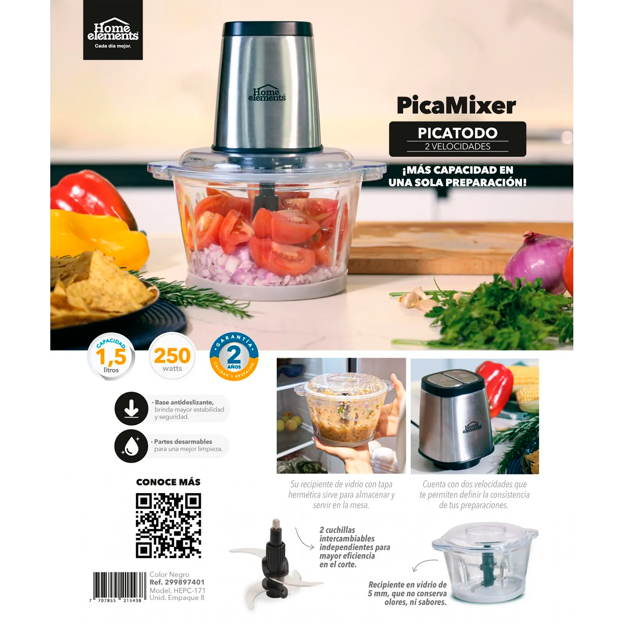 Picatodo y Mezclador Picamixer 1.5 Litro 299897401 Home Elements