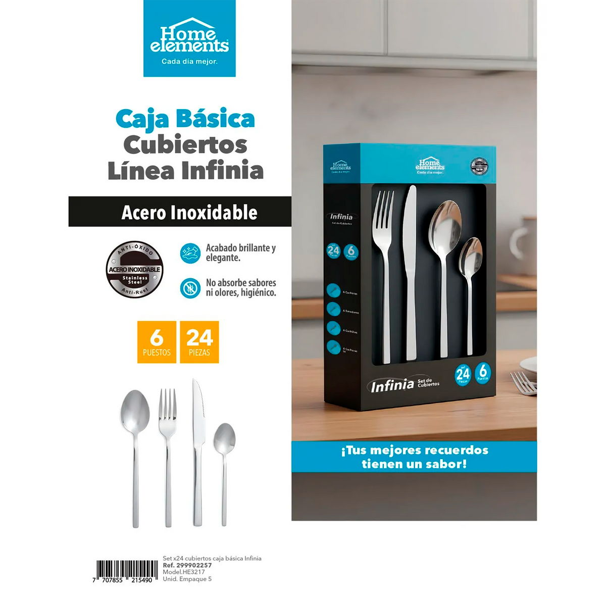 CUBIERTOS CAJA VENTANA X24 HE3217 INF