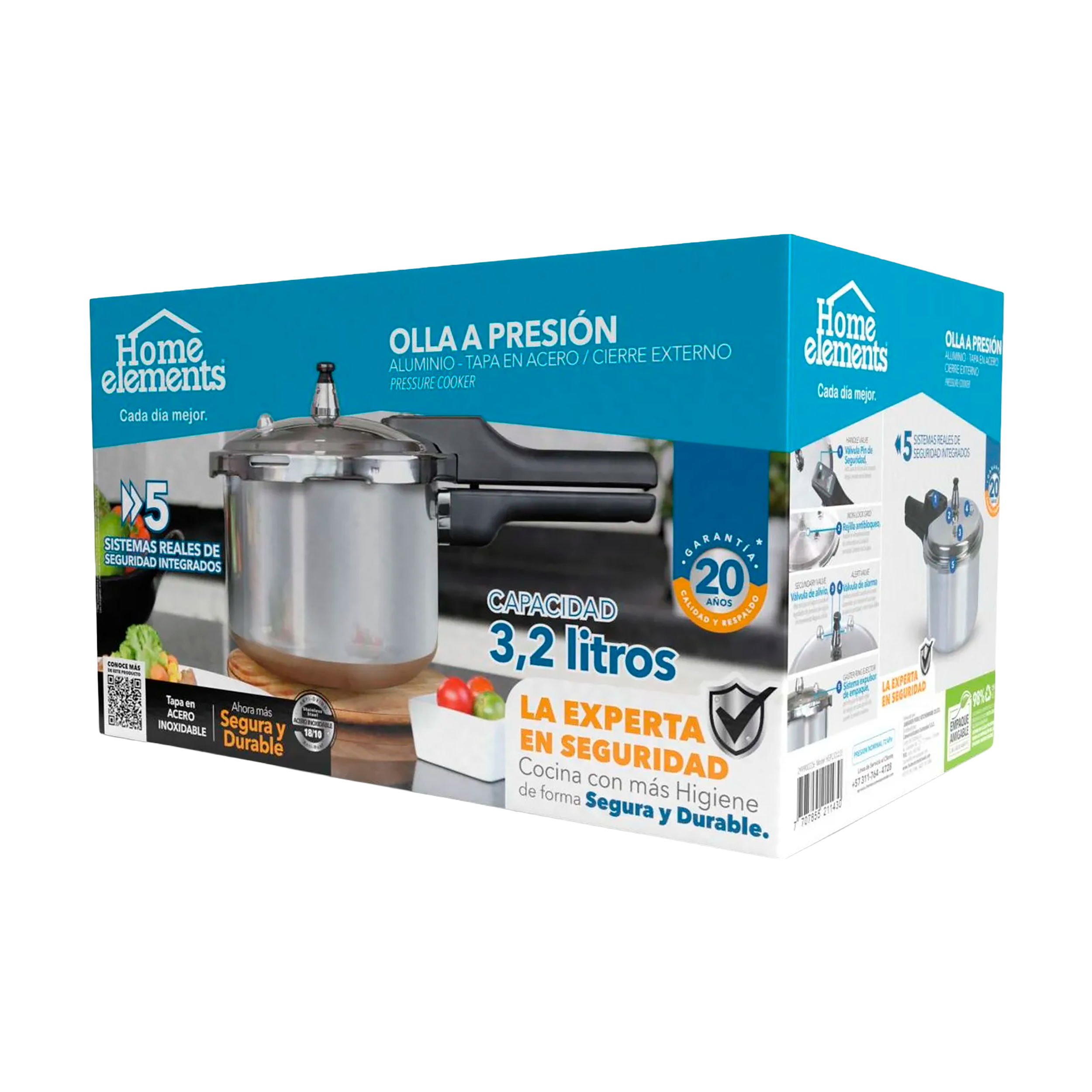 OLLA PRESION3.2L AL C/TAPA ACERO